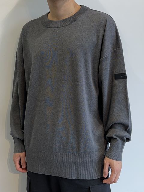 SILK KNT OVER LONG SLEEVE / RC29-K-002 / 無地ルーズコットンニット / チャコール