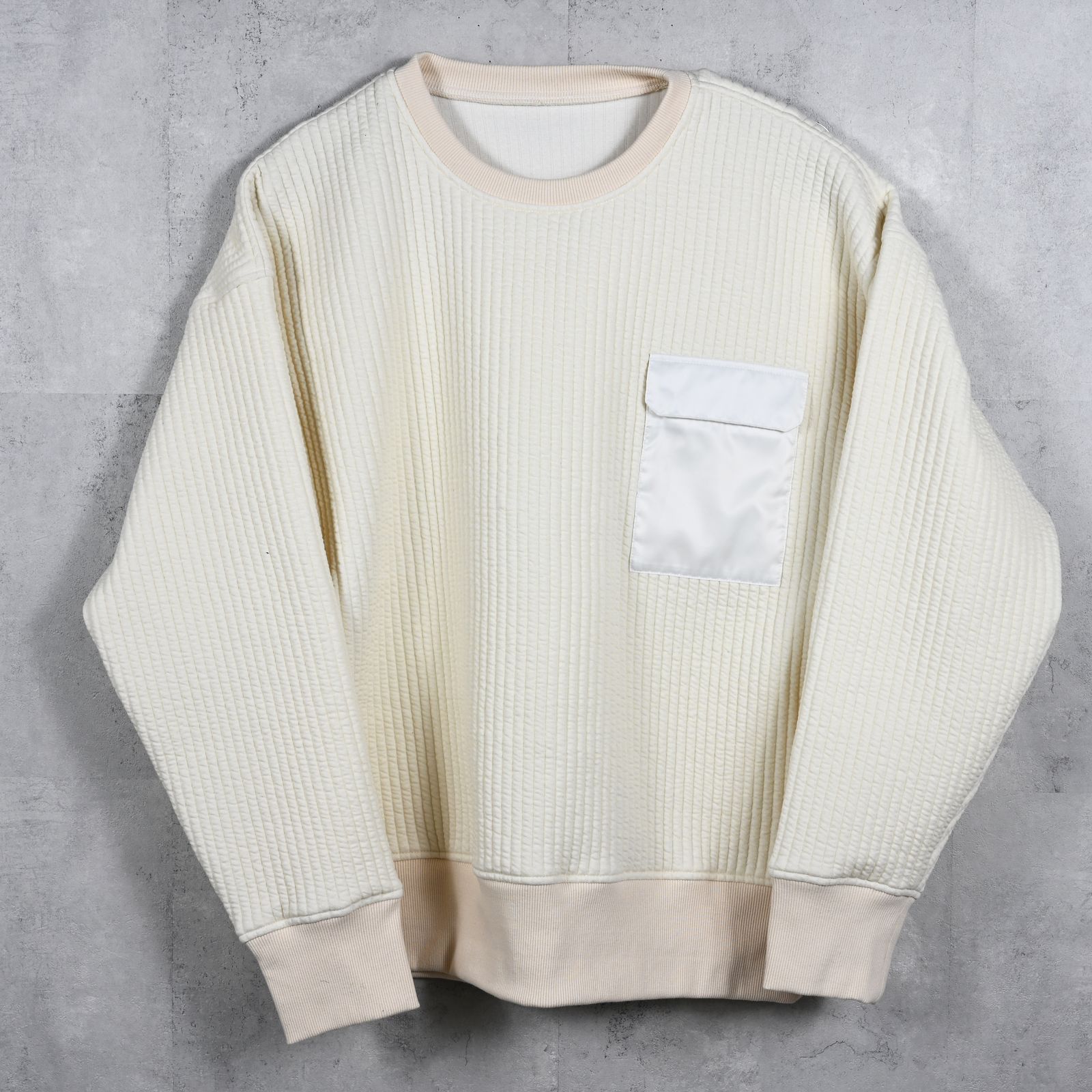 STRIPE QUILTING DROP TRAINER / RC37-C-003 / ストライプキルティングトレーナー / オフホワイト (9月下旬入荷予定)