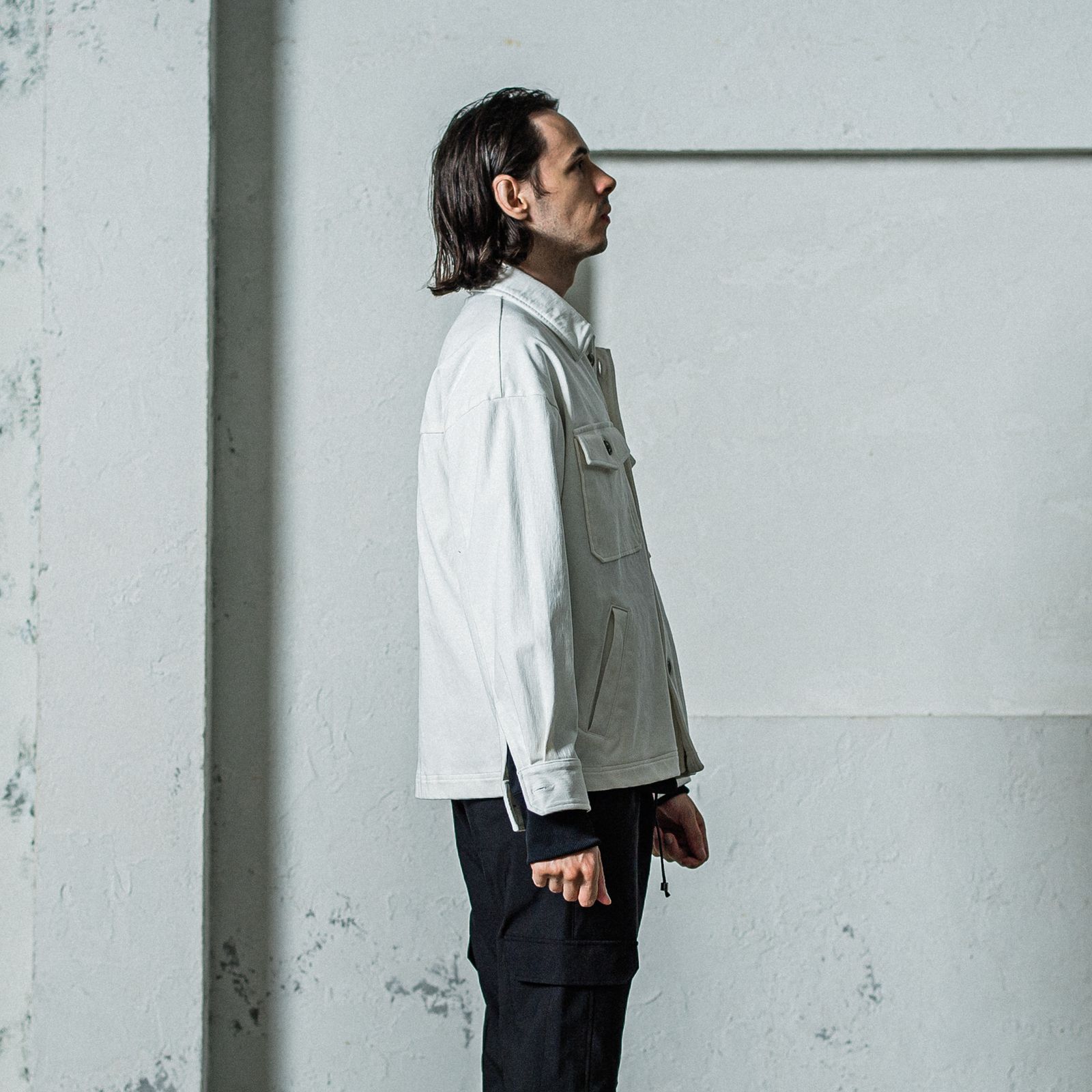DENIM JERSEY OVER CPO / RC35-JK-002 / デニムジャージCPOジャケット / ホワイト