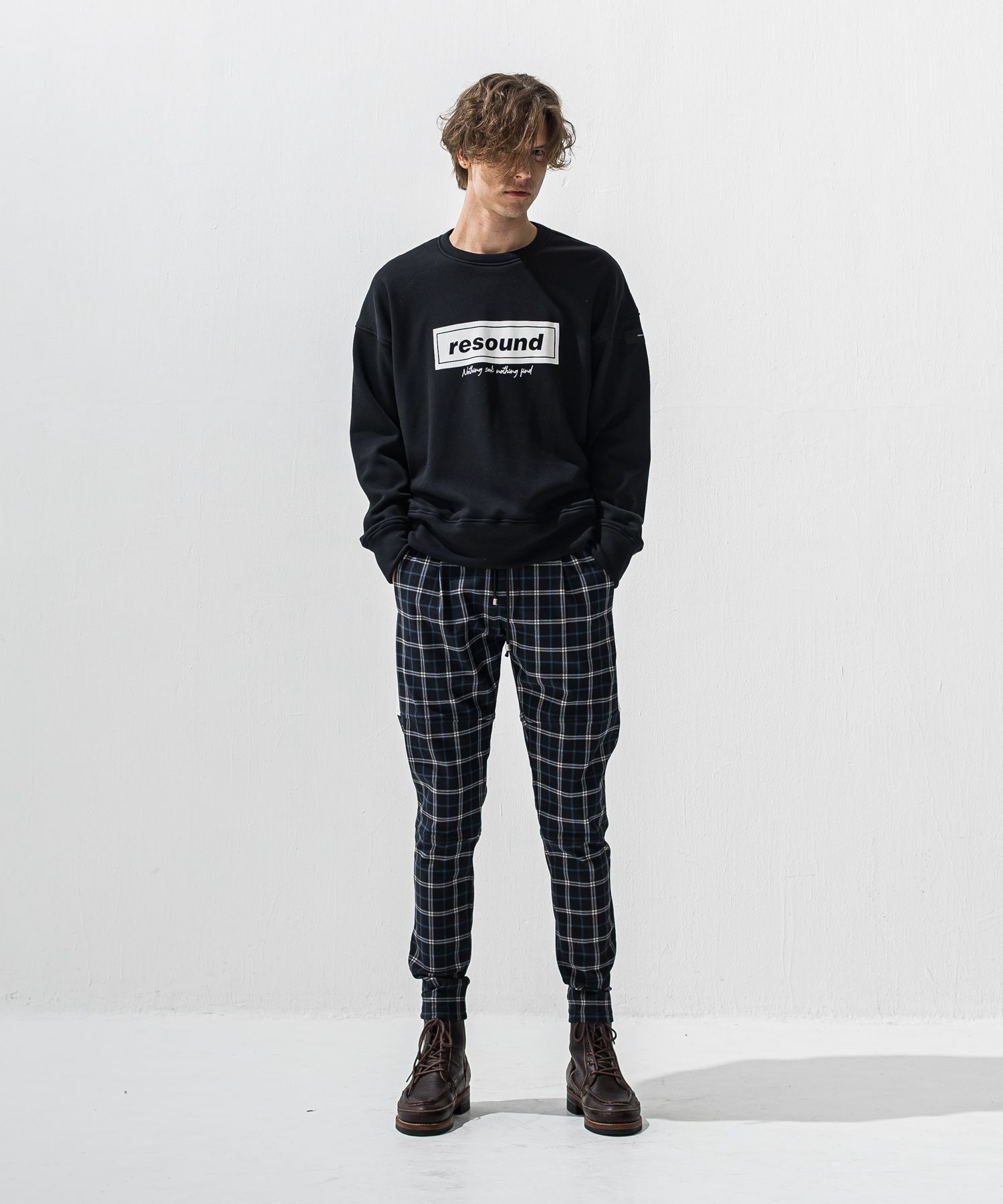 BOX VELOURS FLEECE DROP TRAINER / RC42-C-007 / 裏起毛ボックスロゴトレーナー / ブラック (11月上旬入荷予定)