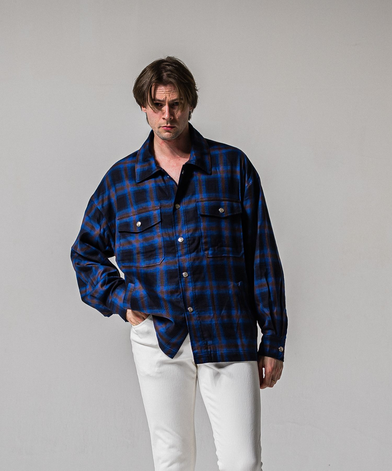 50S CHECK JK / RC39-JK-007C / チェックシャツジャケット / ブルー (2月中旬入荷予定)