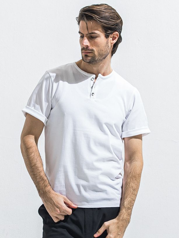ROLL UP HENRY T / RC40-T-005 / ロールアップヘンリーネックTシャツ / ホワイト (4月中旬入荷予定)
