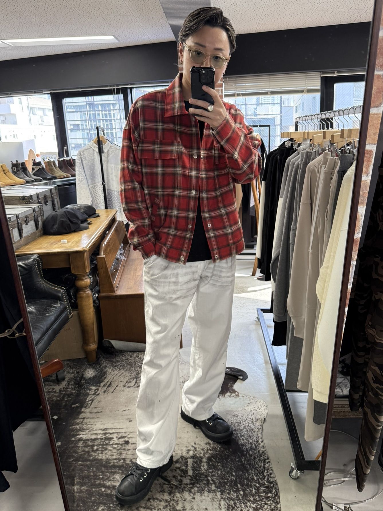 CHECK SHIRT JACKET / RC41-SH-003 / チェックシャツジャケット / レッド (8月下旬入荷予定)