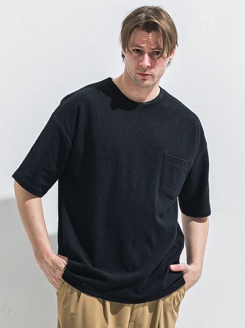 PILE OVER TEE / RC40-T-002 / パイルポケットビッグTシャツ / ブラック (4月中旬入荷予定)