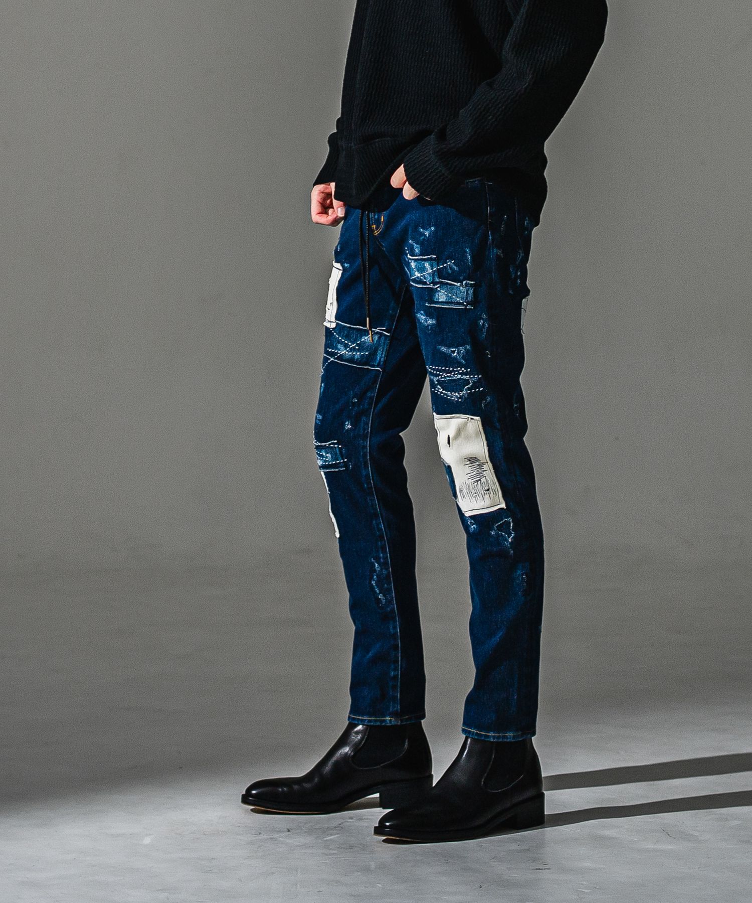 MICK DENIM JERSEY / BASIC-ST-020 / デニムジャージテーパードパンツ / ダークインディゴリメイク (9月上旬入荷予定)