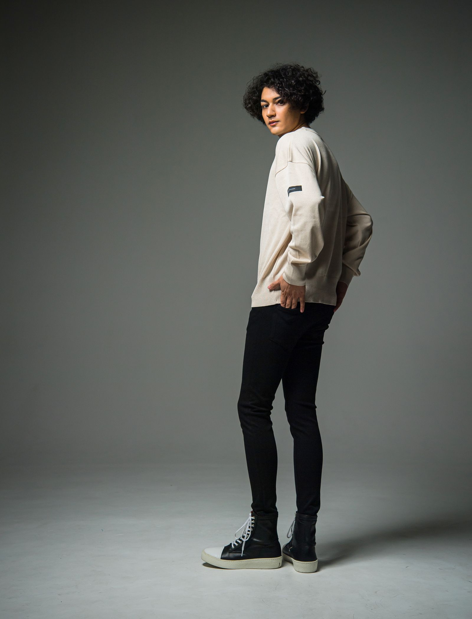 SILK KNT OVER LONG SLEEVE / RC29-K-002 / 無地ルーズコットンニット / ベージュ