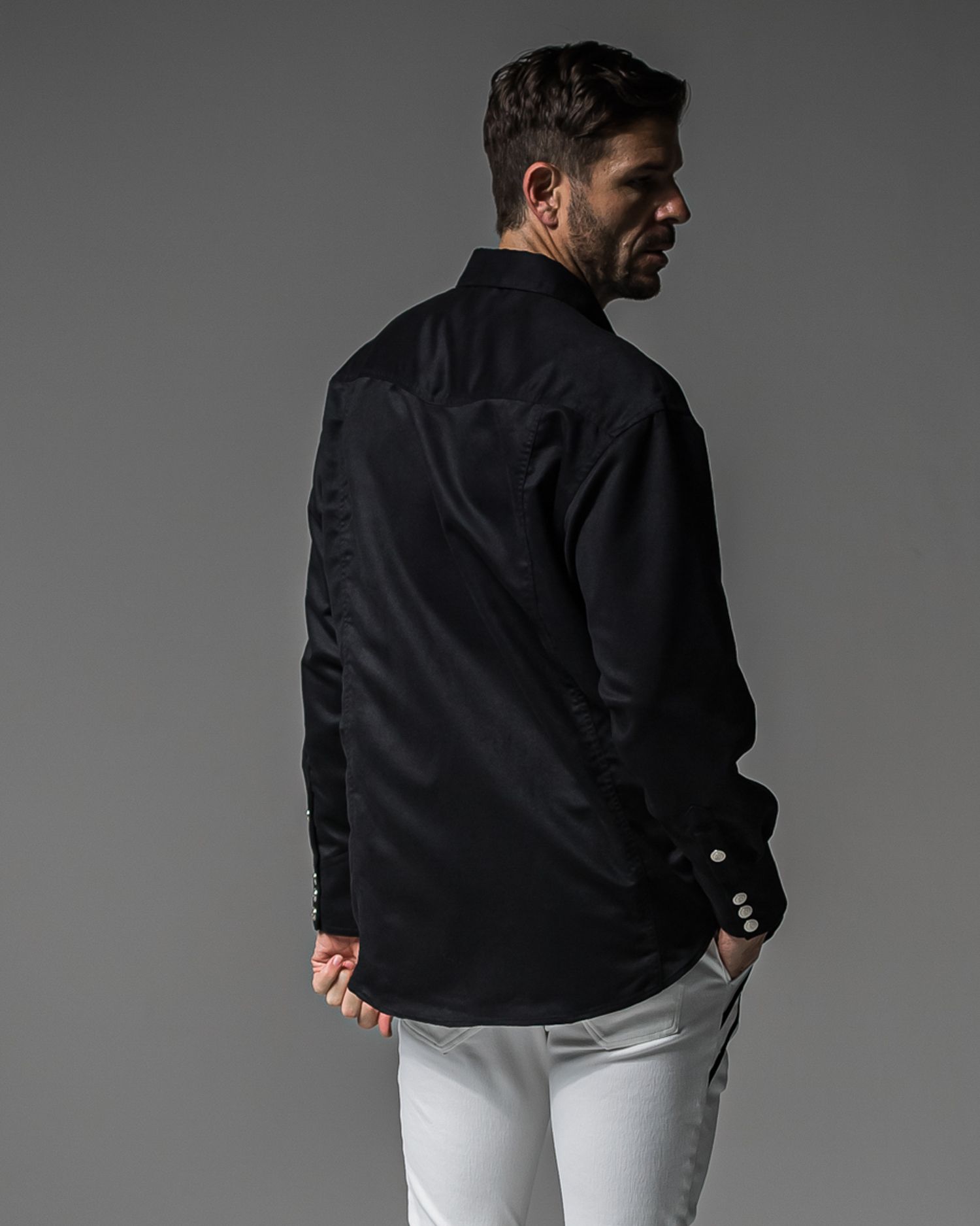 JAMES OVER SUEDE SHIRT / RC37-SH-003 / スエードエコレザーシャツ / ブラック