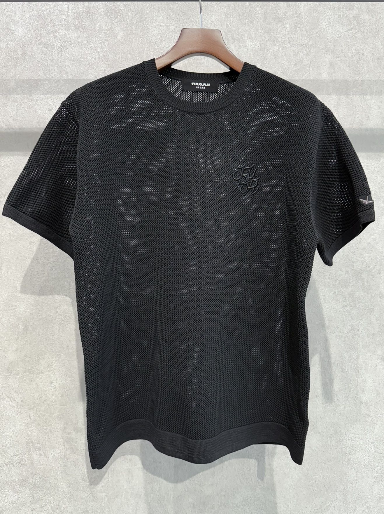 ロゴアイコン半袖ニットTシャツ / usk-25017 / ブラック