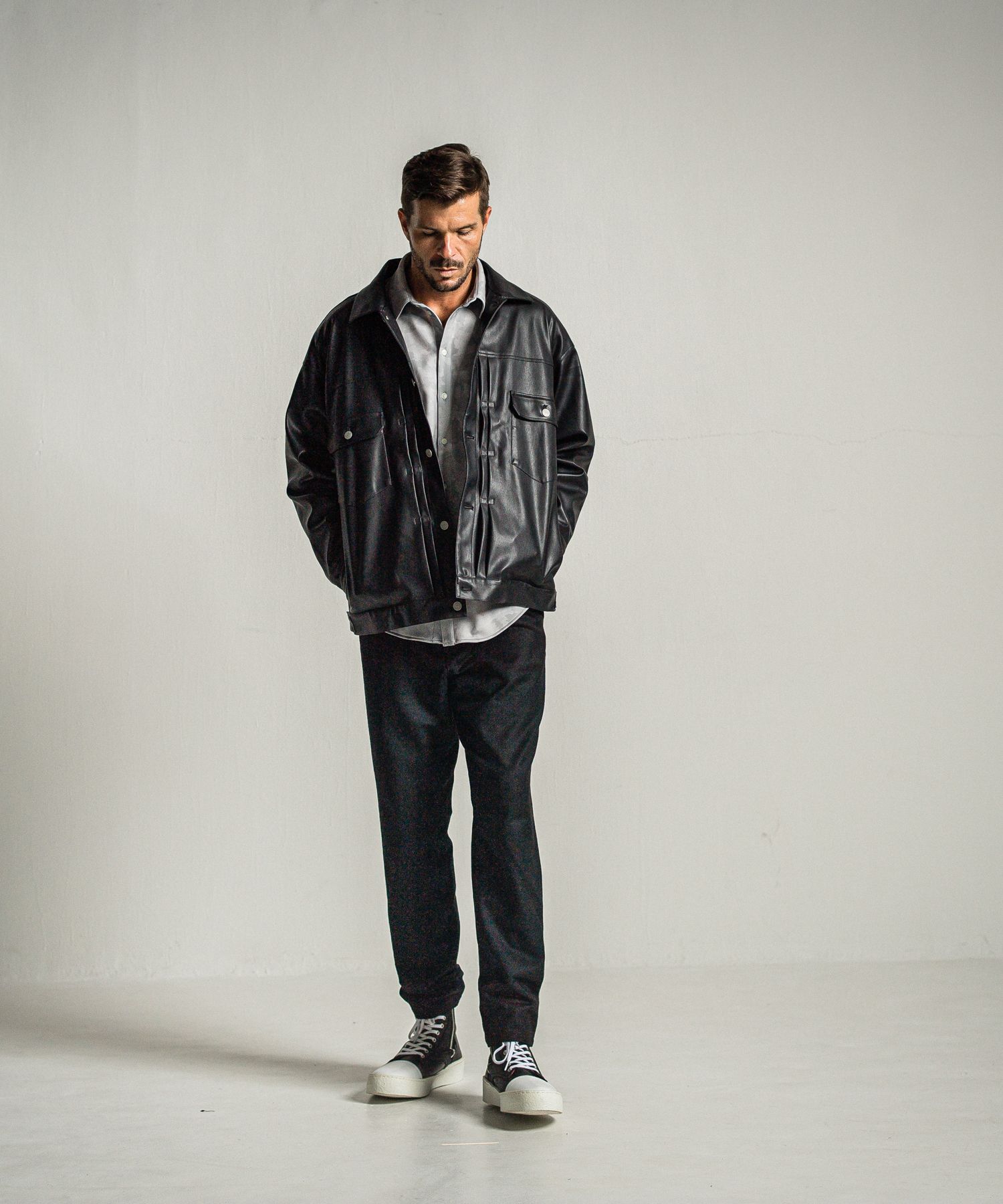 JERSEY JACK SHIRT / RC34-SH-001 / 裏起毛オーバーサイズシャツ / グレーカモフラ