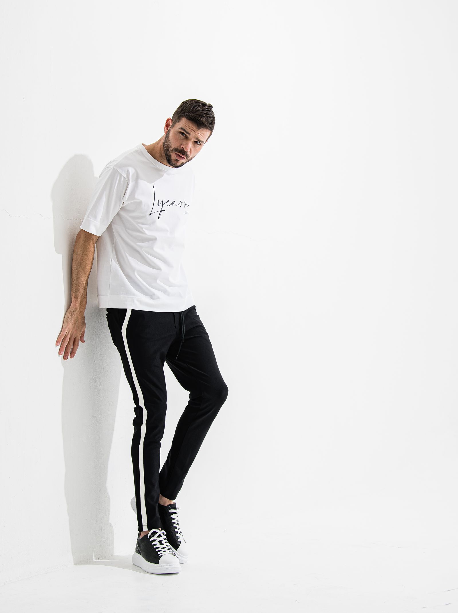 TUXEDO EASY PANTS / OR2-ST-009 / レザーラインイージーパンツ / ブラック×ホワイト (7月中旬入荷予定)