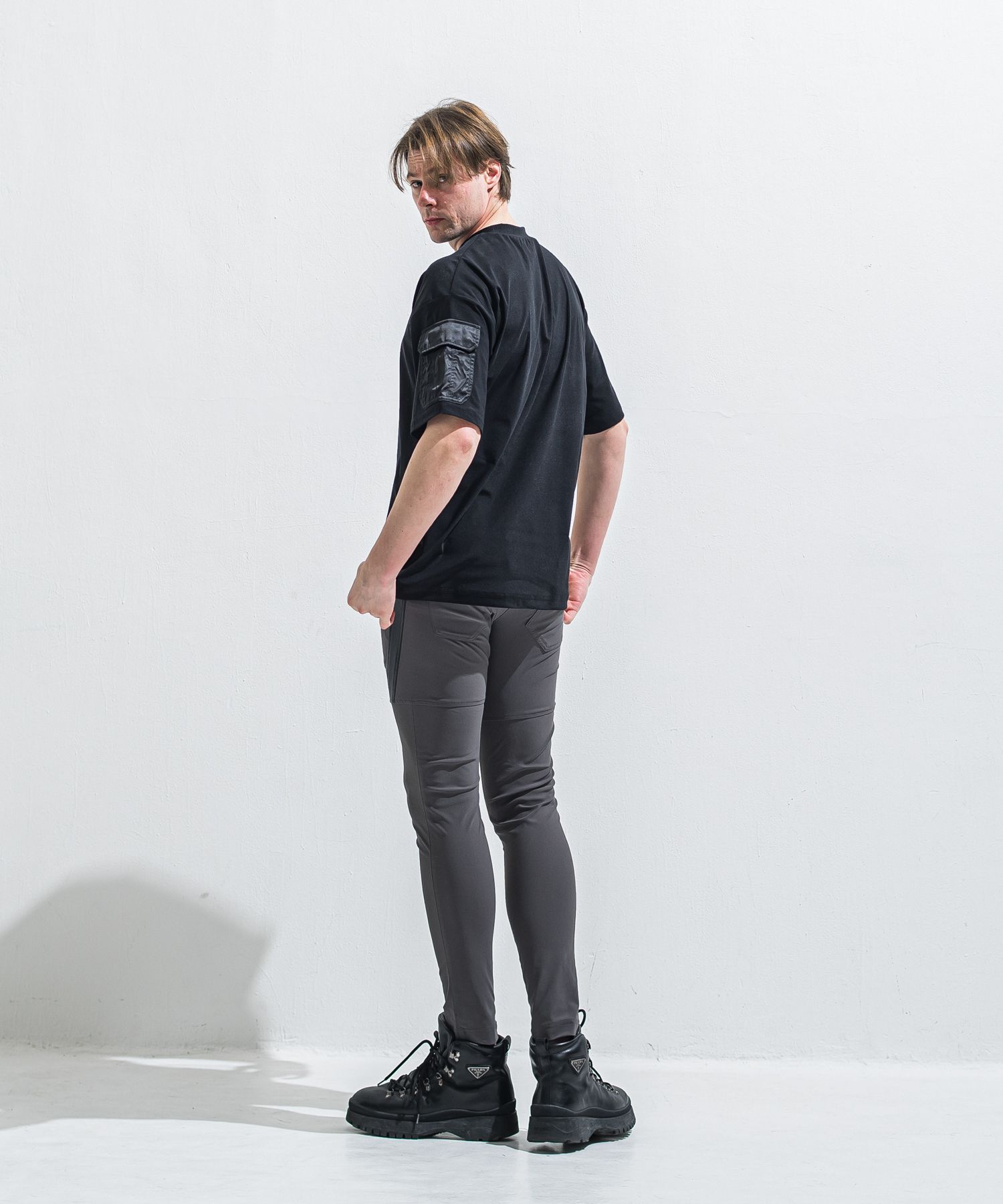 MILITARY NYLON OVER TEE / RC40-T-008 / ナイロンポケットビッグTシャツ / ブラック (6月上旬入荷予定)