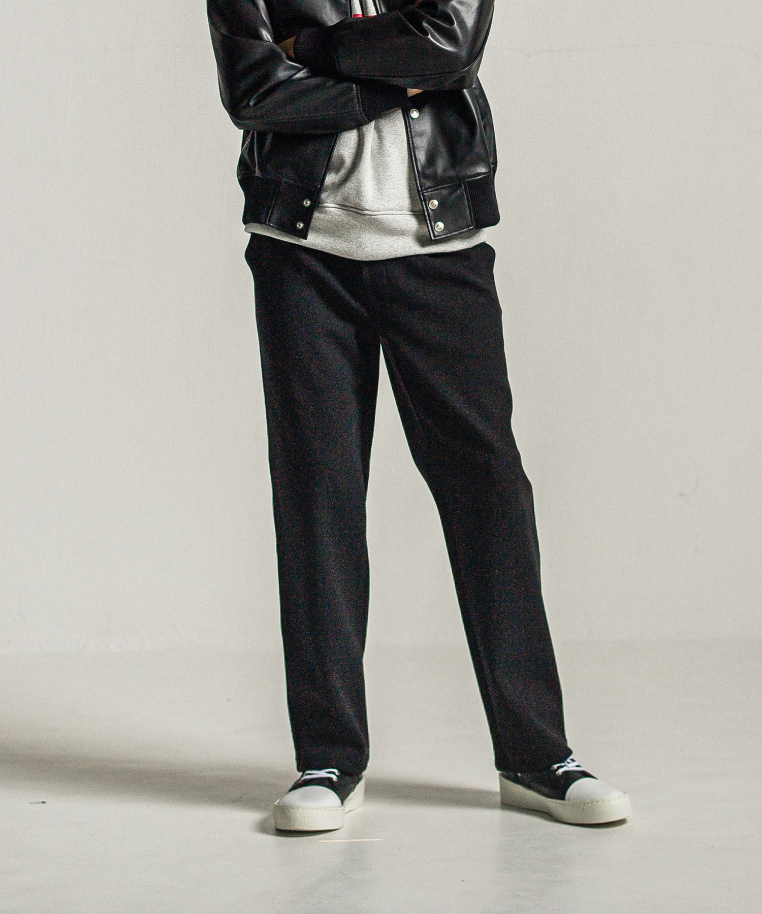MELTON WIDE TUCK PANTS / RC34-ST-016WT / メルトンワイドタックパンツ / ブラック