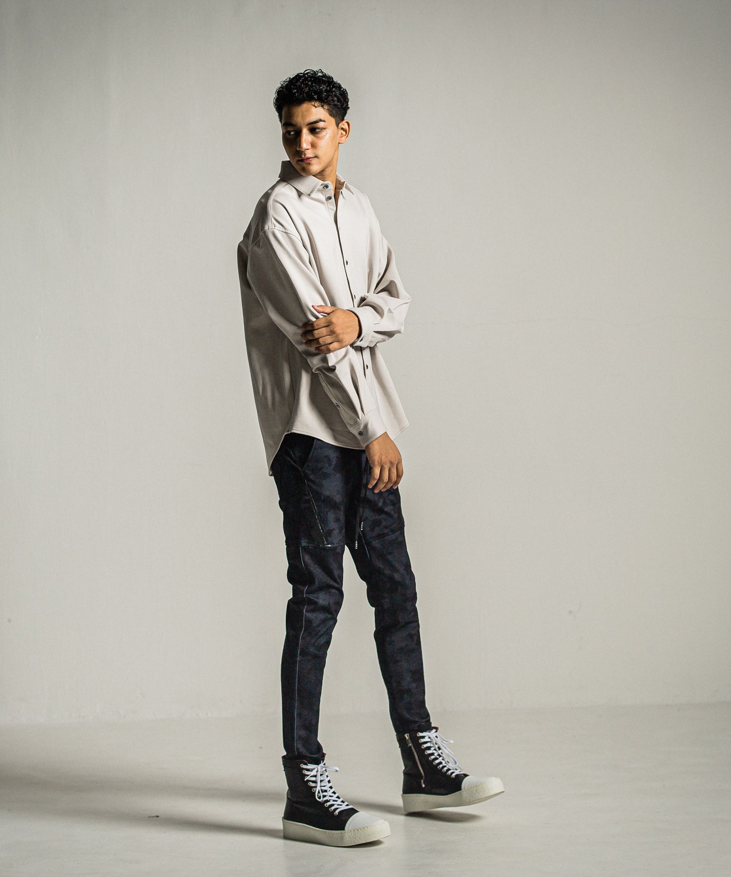 JERSEY JACK SHIRT / RC34-SH-001 / 裏起毛オーバーサイズシャツ / グレー