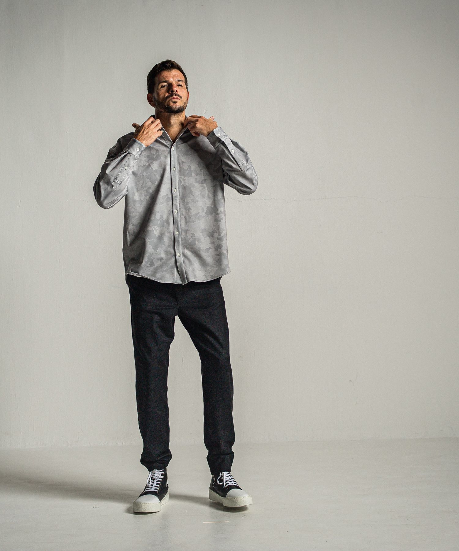 JERSEY JACK SHIRT / RC34-SH-001 / 裏起毛オーバーサイズシャツ / グレーカモフラ