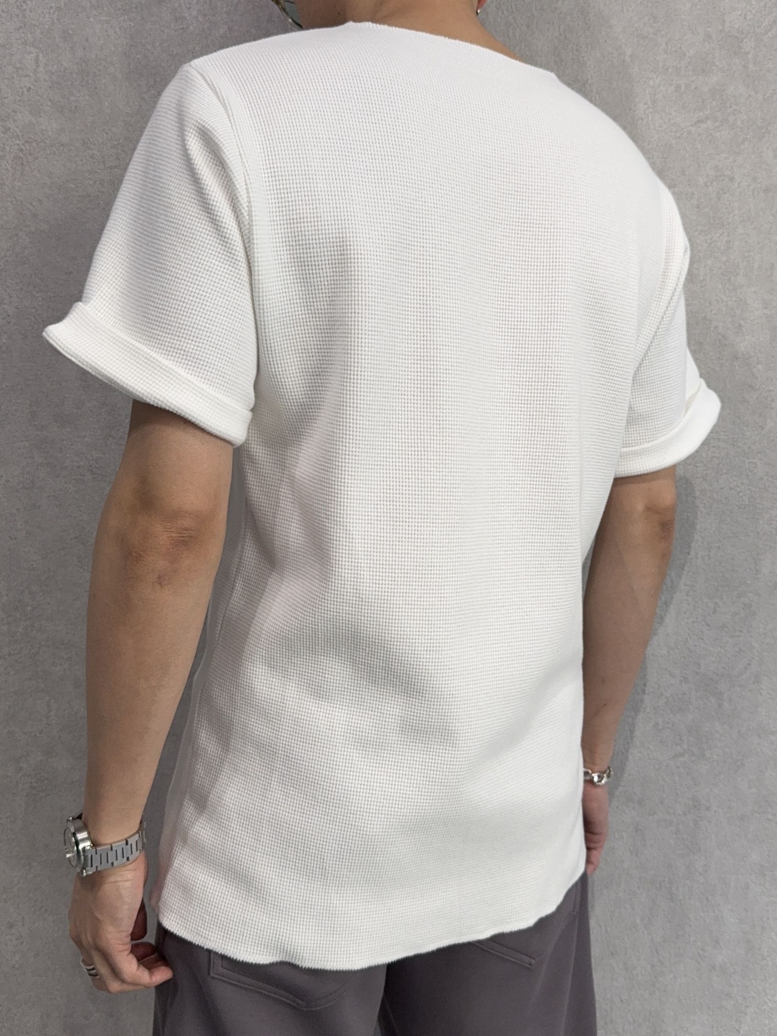 CUT OFF THERMAL TEE / RC39-T-003 / サーマルロールアップTシャツ / ホワイト