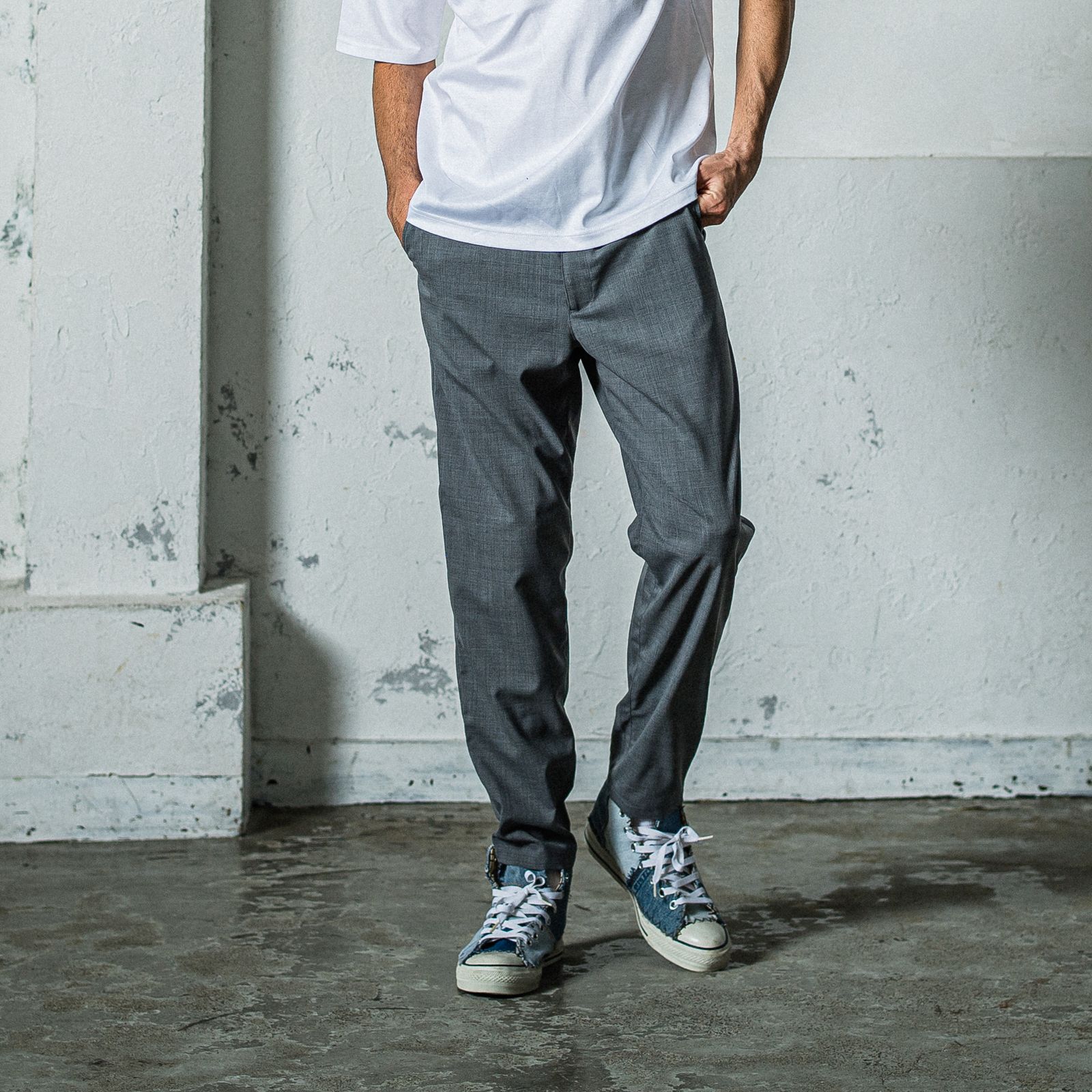 PAT WIDE EASY PANTS / RC35-ST-036 / ワイドテーパードパンツ / グレー