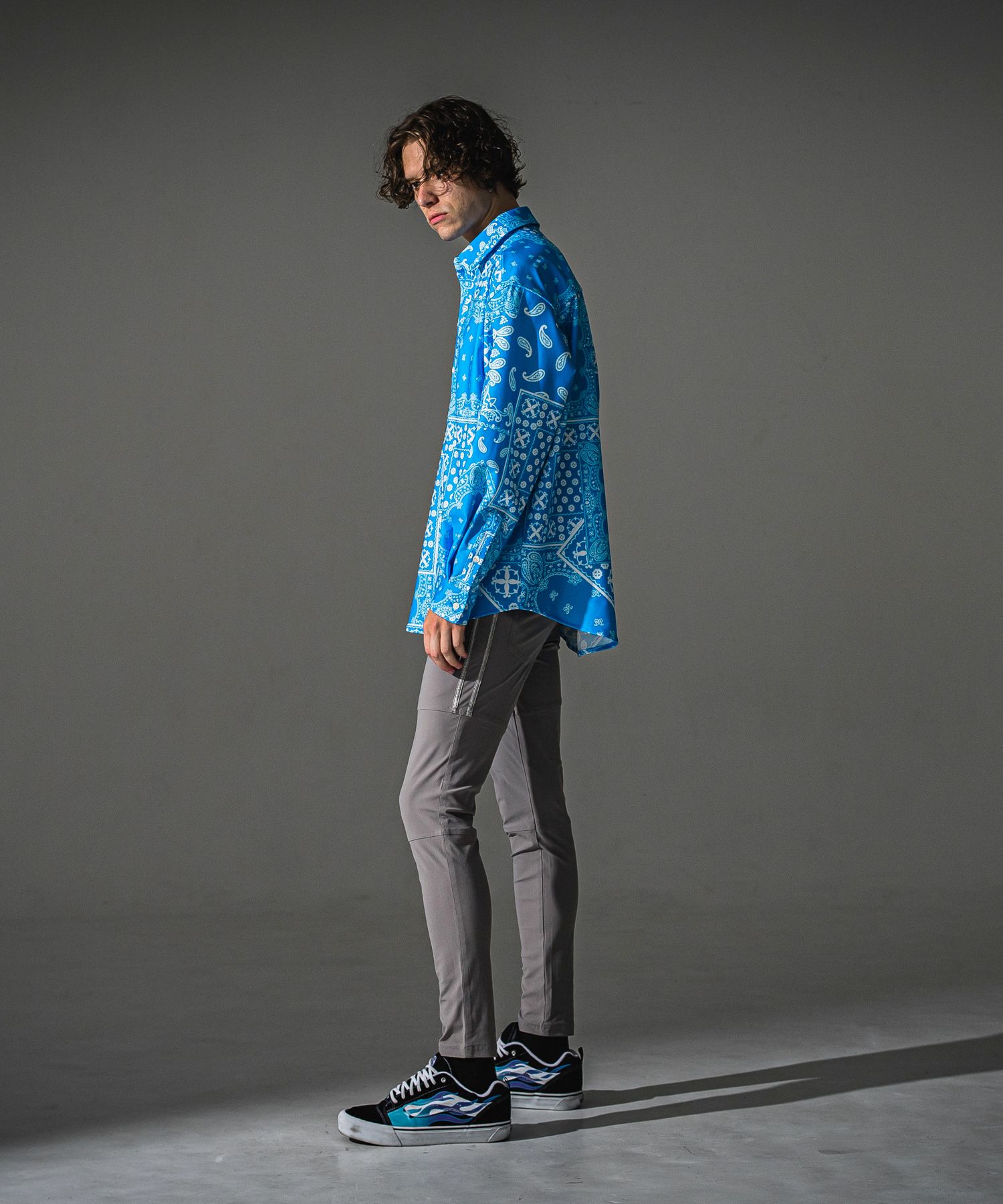 JOHNSON LINE NYLON PT / BASIC-ST-009 / ジョンソンラインナイロンパンツ / グレー×シルバー (7月下旬入荷予定)