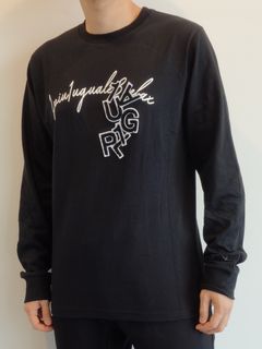 サガラ刺繍ダブルロゴ長袖Tシャツ / ust-22042 / ブラック