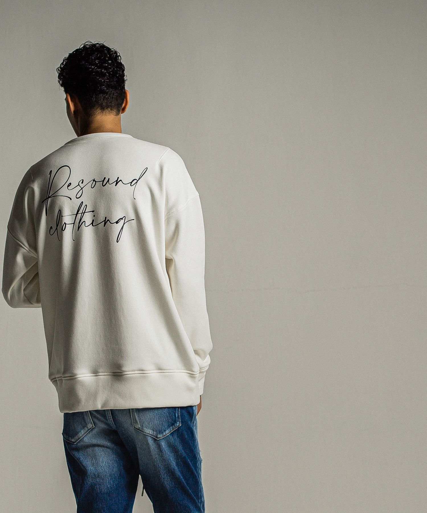 ID VELOURS FLEECE DROP TRAINER / RC34-C-004 / 裏起毛バックロゴトレーナー / ホワイト
