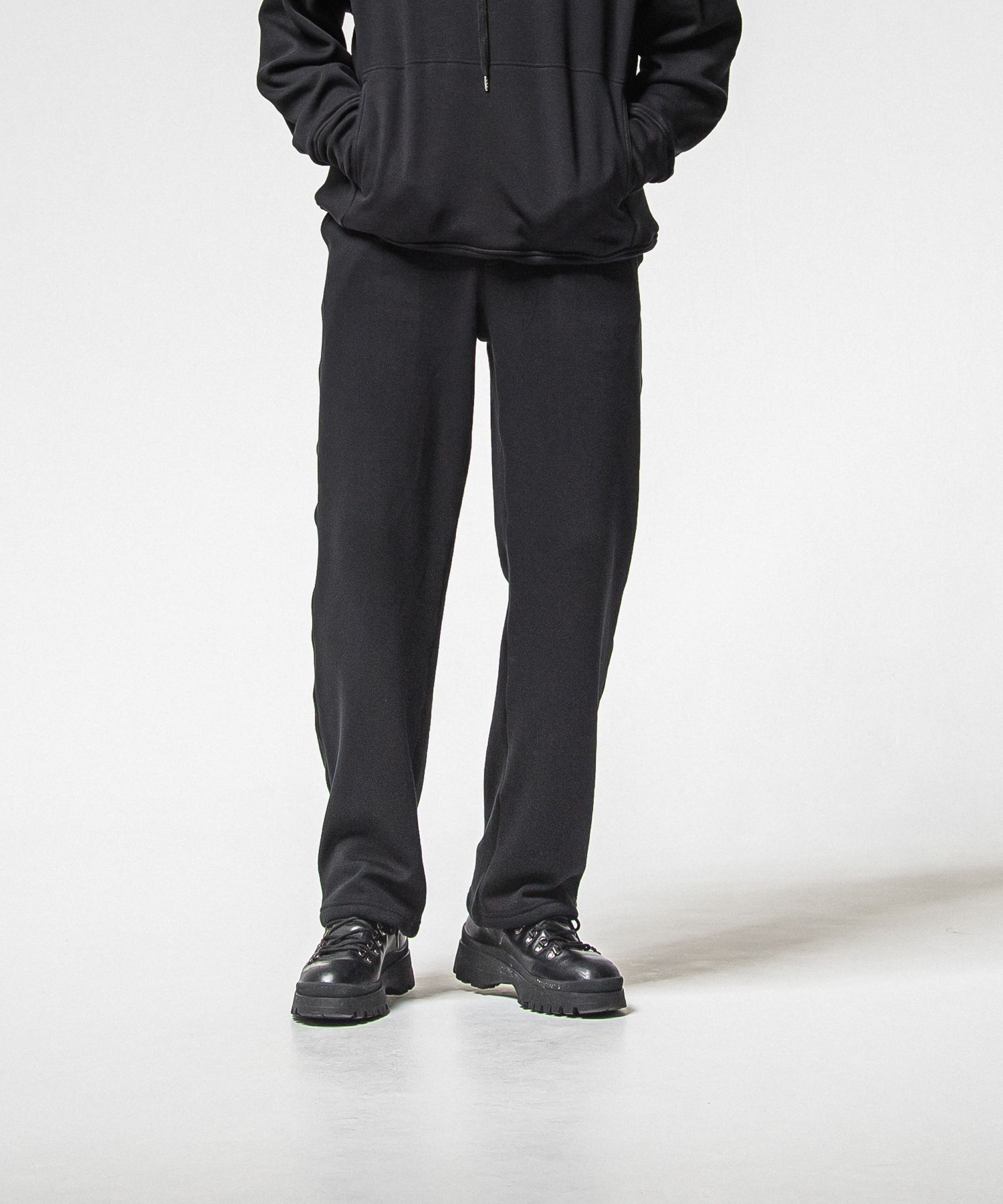 VELOURS FLEECE WIDE TUCK PANTS / RC38-ST-016HWT / 裏起毛スウェットワイドタックパンツ / ブラック (11月中旬入荷予定)