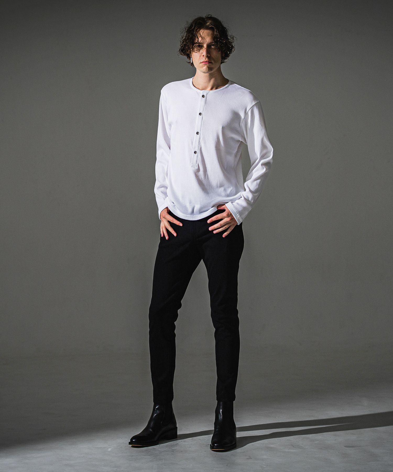 MICK DENIM JERSEY / BASIC-ST-020 / デニムジャージテーパードパンツ / ブラック (9月上旬入荷予定)