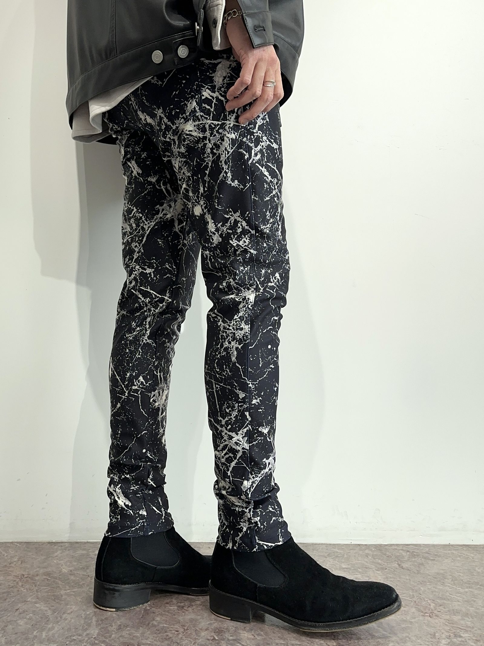 CHRIS EASY PANTS / RC34-ST-016 / ペイント柄イーシーパンツ / ブラック
