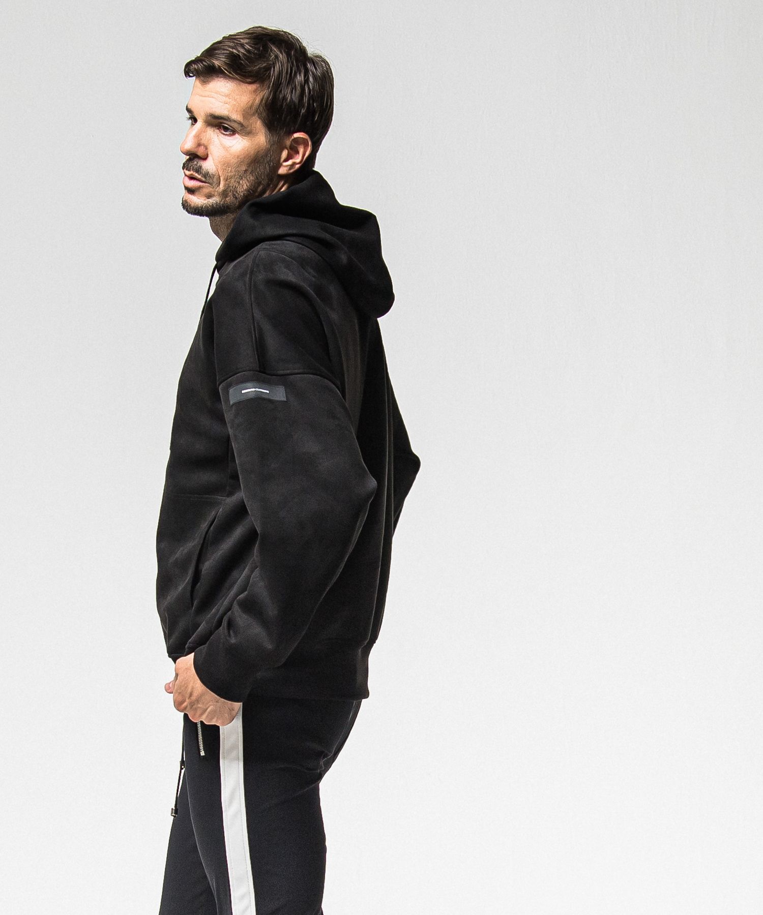 SUEDE LOOSE HOODIE / RC38-C-006 / スエードパーカー / ブラック (1月上旬入荷予定)