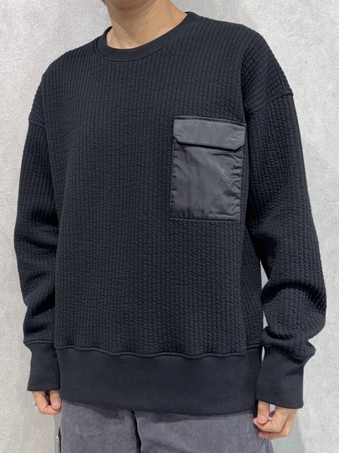 STRIPE QUILTING DROP TRAINER / RC37-C-003 / ストライプキルティングトレーナー / ブラック