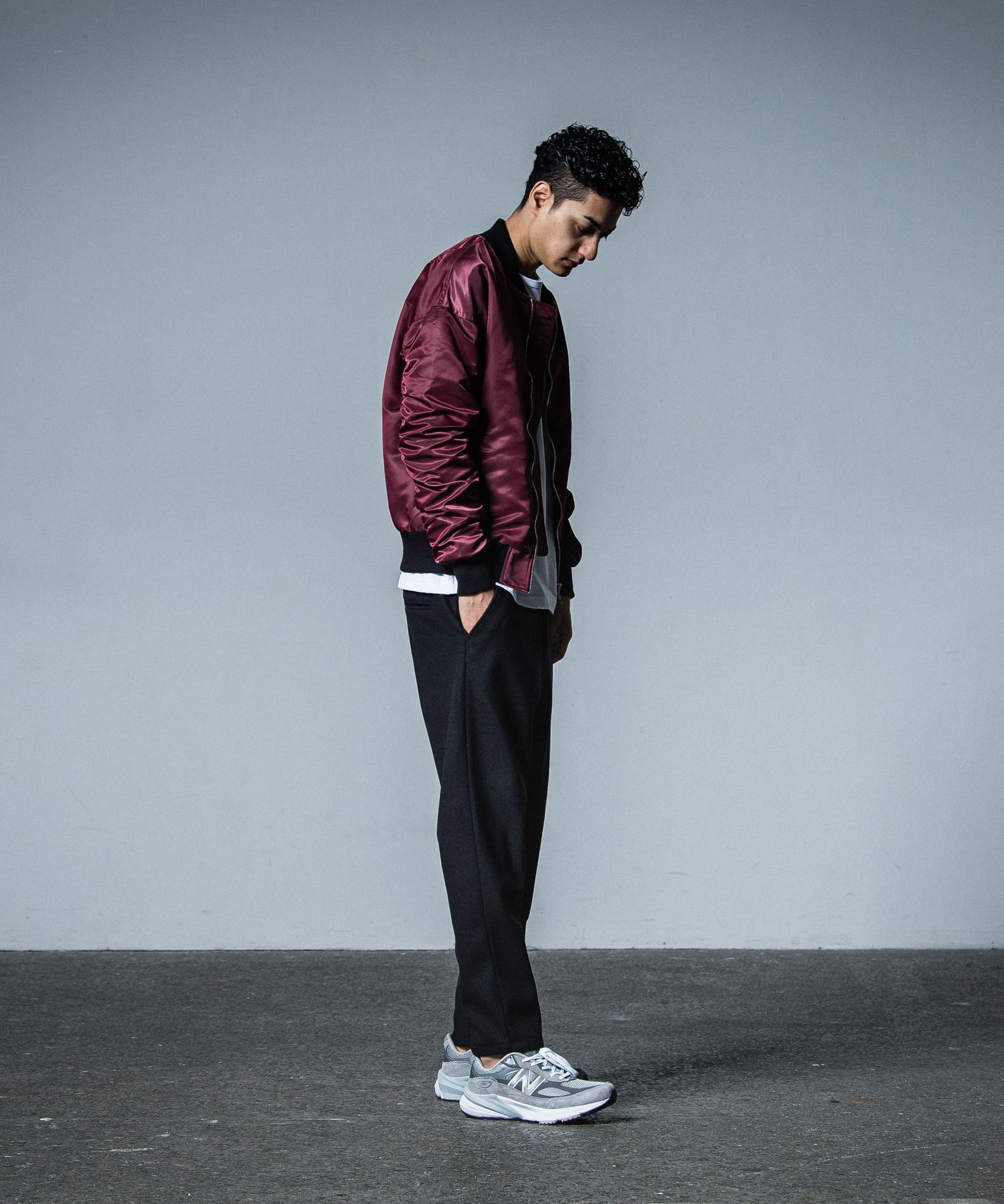 PAT WIDE EASY PANTS / RC33-ST-036BN / ワイドテーパードパンツ / ブラックメルトン