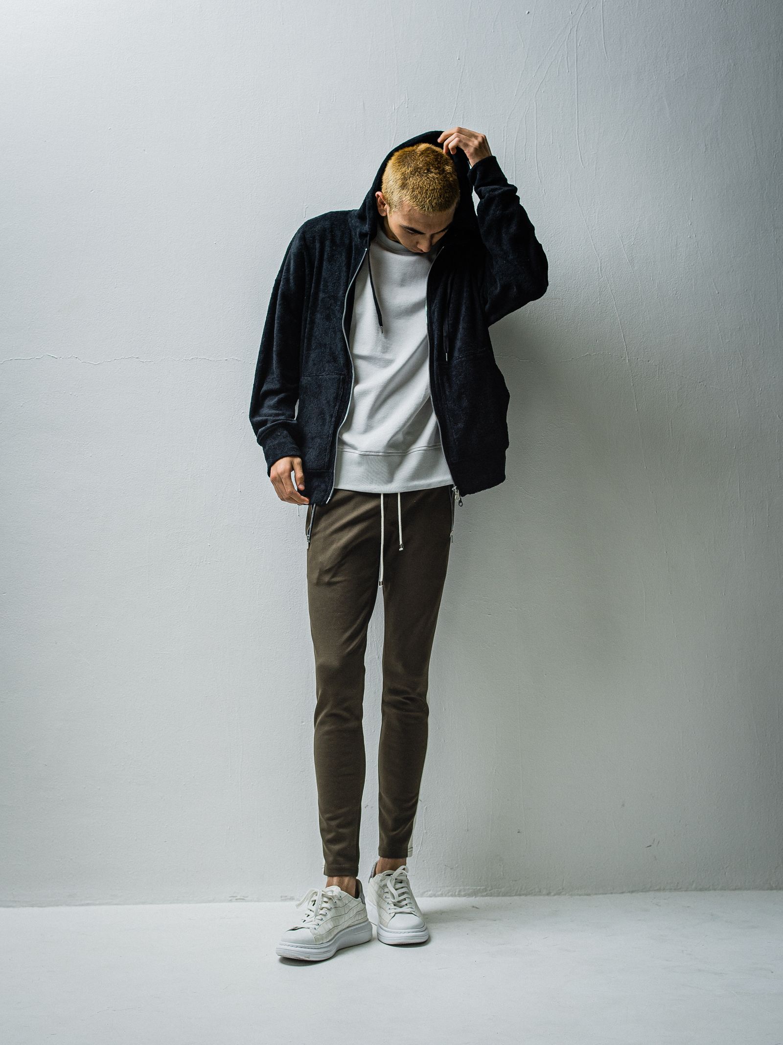 WEST PILE ZIP LOOSE HOODIE / RC27-C-008 / パイルジップパーカー / ブラック