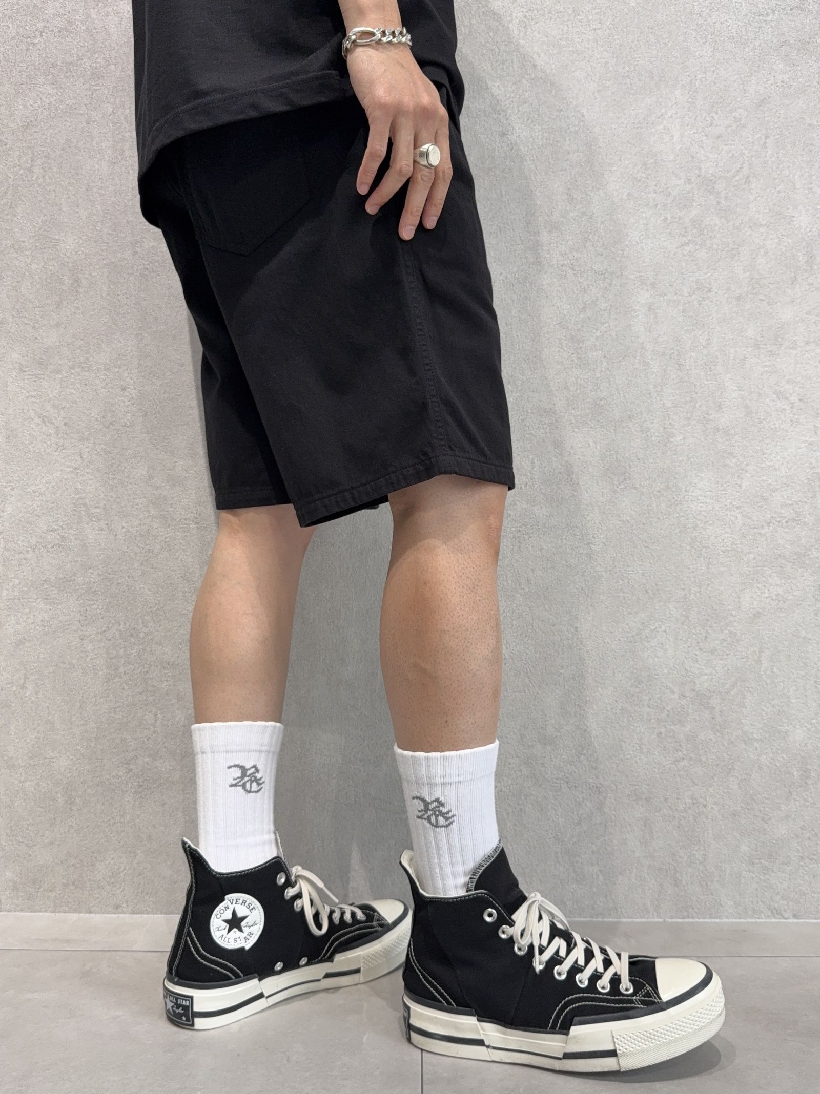 DOUBLE KNEE SHORTS / RC40-HP-007 / ダブルニーデニムハーフパンツ / ブラック