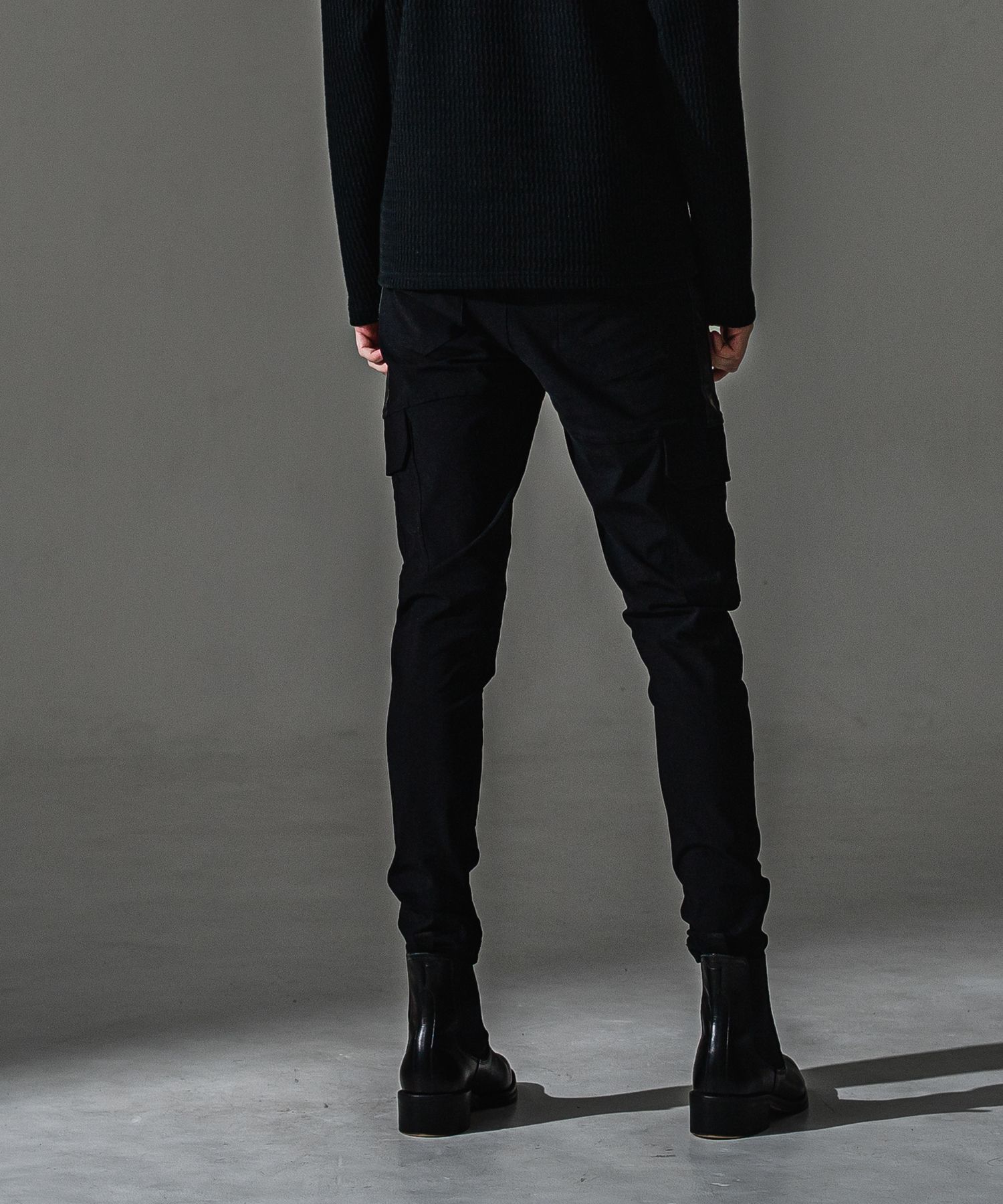 DARRELL CARGO PT / BASIC-ST-010 / レザーラインナイロンカーゴパンツ / ブラック×レザーブラック (7月下旬入荷予定)
