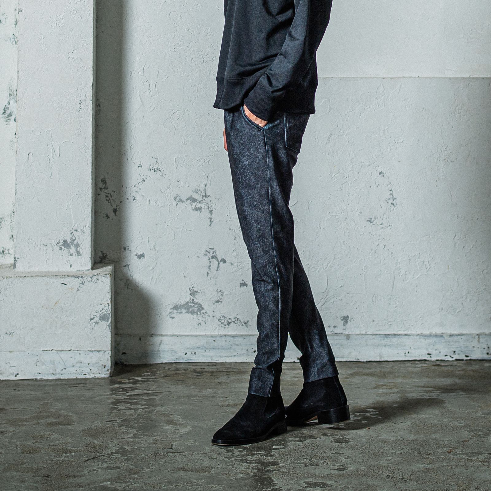 CHRIS EASY TUCK PANTS / RC35-ST-016T / イージータックパンツ / ペイズリーブラック