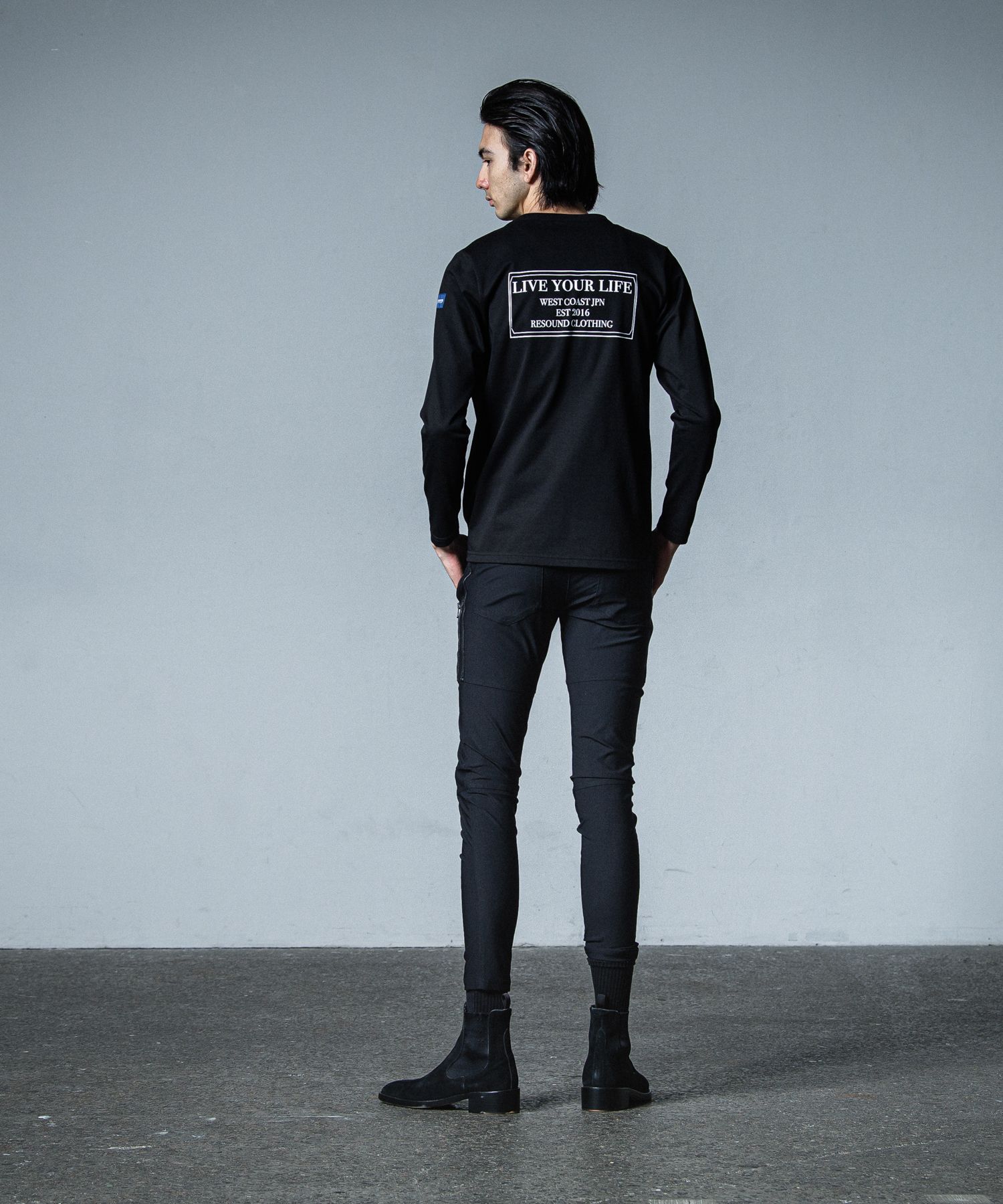 CREW LONG SLEEVE TEE / RC33-T-002 / バックプリント長袖Tシャツ / ブラック