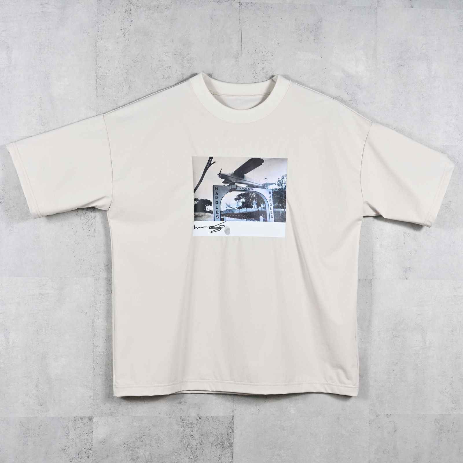 HELI OVER NYLON T / DP1-T-004 / ヘリプリントナイロンビッグTシャツ / グレージュ (4月上旬入荷予定)