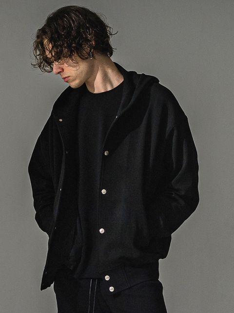 BLISTER VARSITY HOODIE / RC41-C-006 / ライトブリスターニットパーカースタジャン / ブラック (8月下旬入荷予定)
