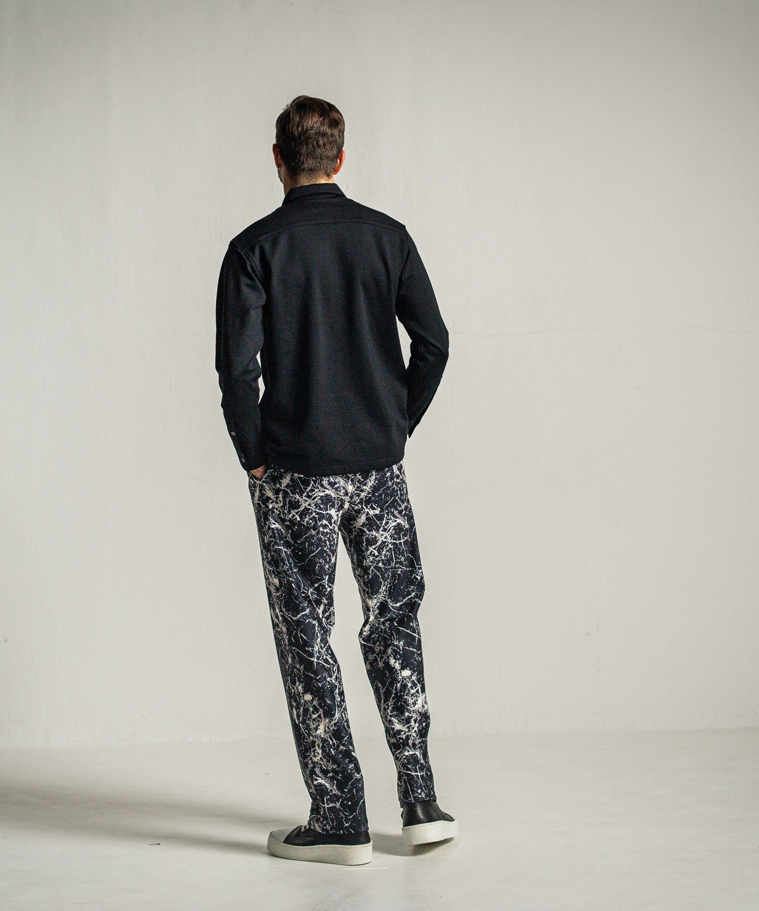 WIDE TUCK PANTS / RC34-ST-016WT / ペイント柄ワイドタックパンツ / ブラック
