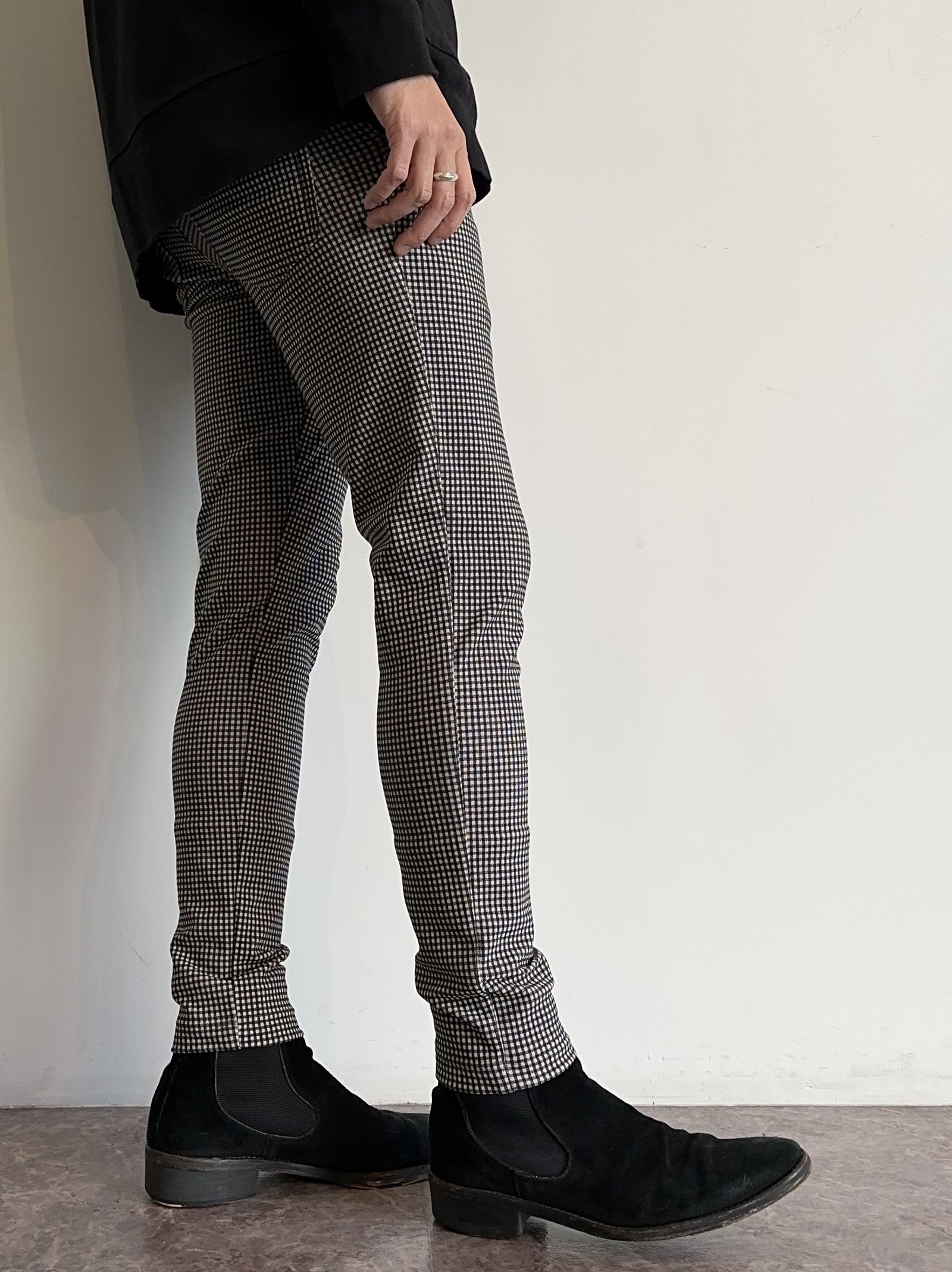 CHRIS EASY HEAT PANTS / RC30-ST-016H / 裏起毛イージーパンツ / 千鳥柄ホワイト×ブラック
