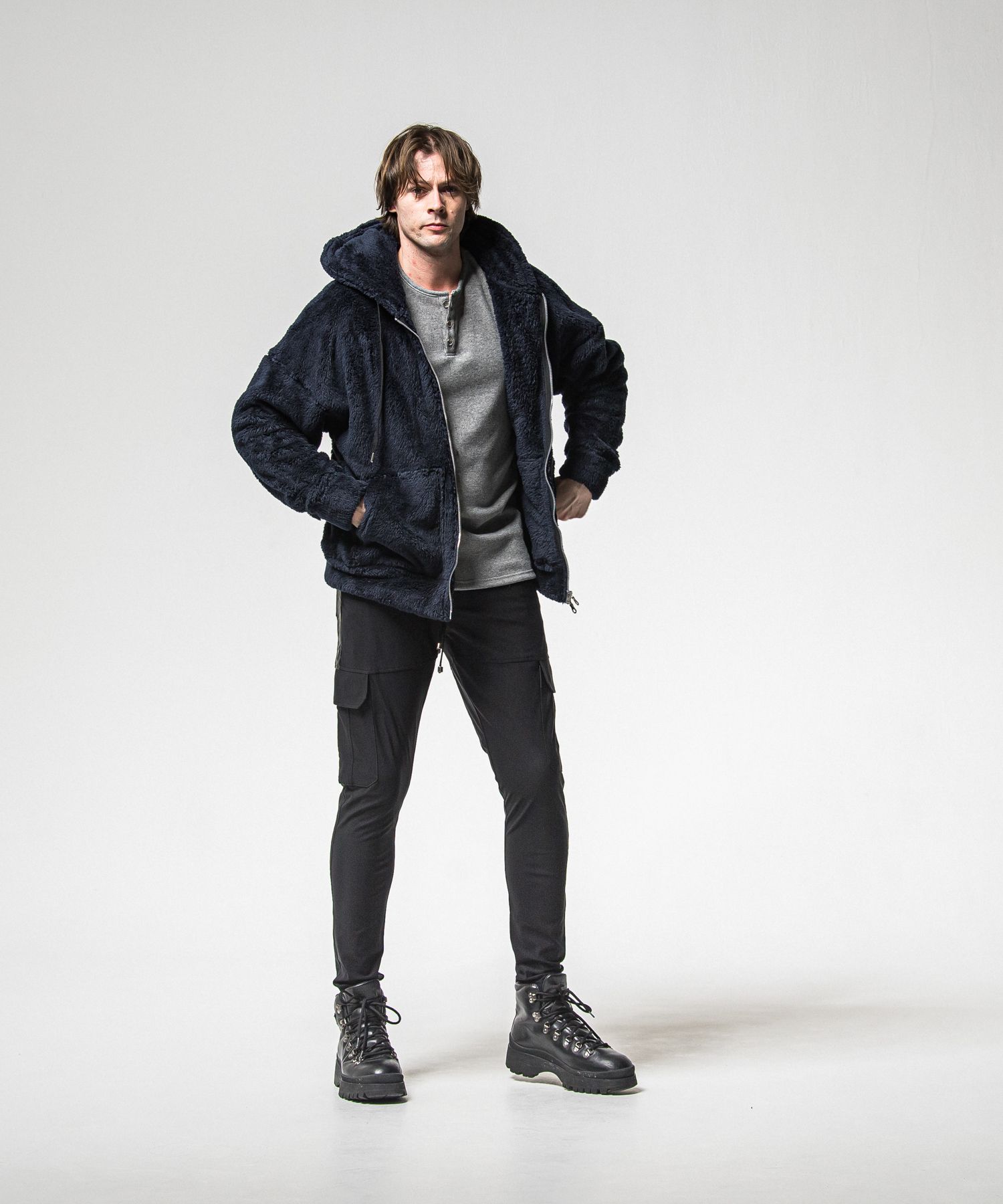 BOA ZIP LOOSE HOODIE / RC38-C-007 / ボアジップパーカー / ネイビー (11月中旬入荷予定)