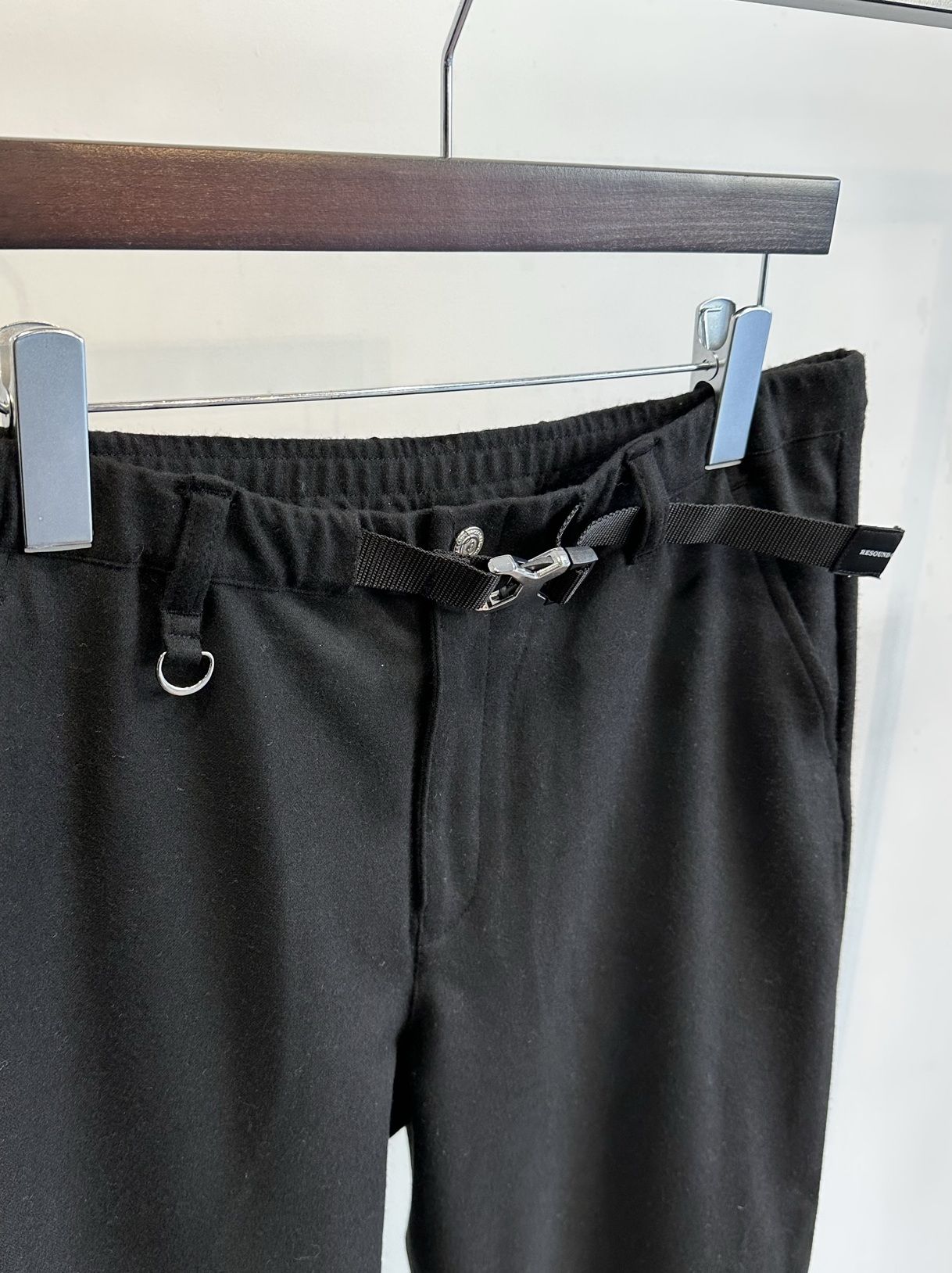 PAT WIDE EASY PANTS / RC30-ST-036 / ベルト付きテーパードワイドパンツ / ブラックウール