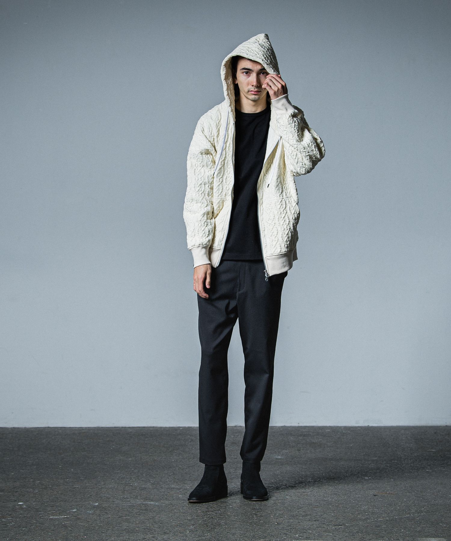 PAT WIDE EASY PANTS / RC33-ST-036BN / ワイドテーパードパンツ / ブラック