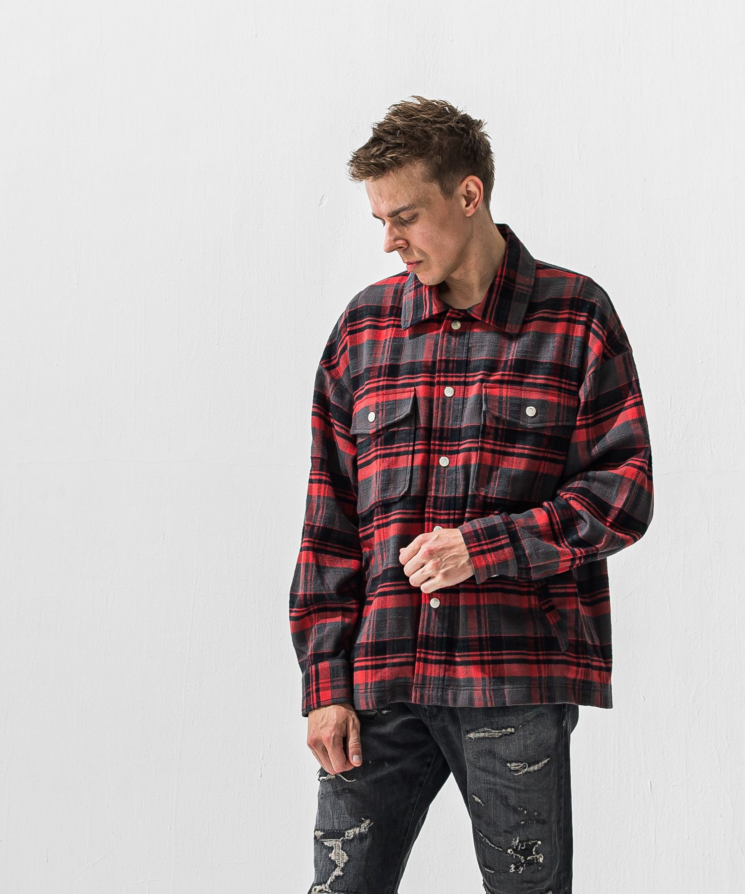 OLD SLABL CHECK JK / RC42-JK-005 / チェックCPOジャケット / レッド (12月下旬入荷予定)