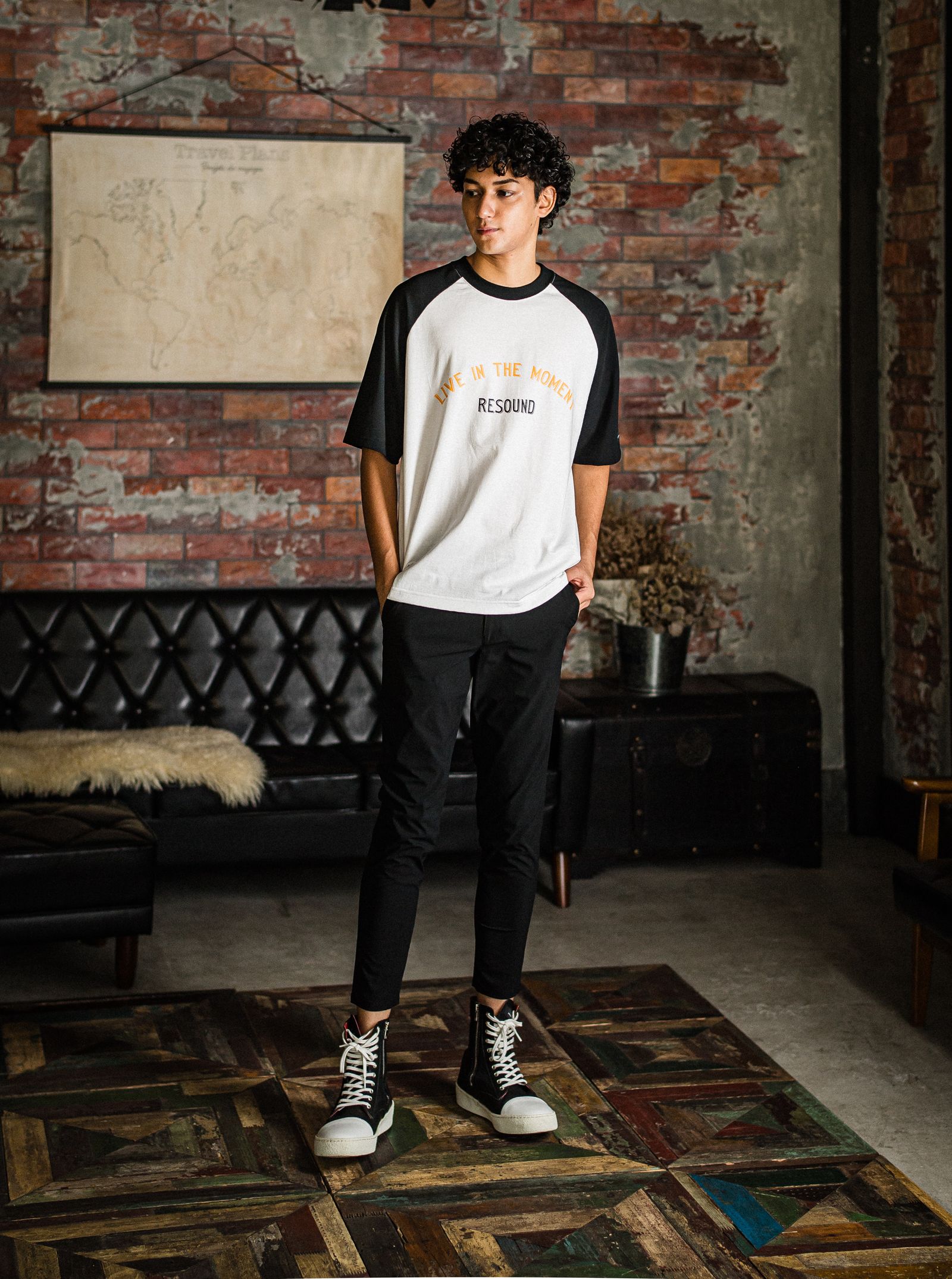 PAT TIGHT EASY PANTS / RC31-ST-037 / ベルト付きイージーパンツ / ナイロンブラック