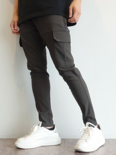 HV NYLON DARRELL CARGO PT / RC25-ST-010 / レザーラインカーゴパンツ / リップルチャコール