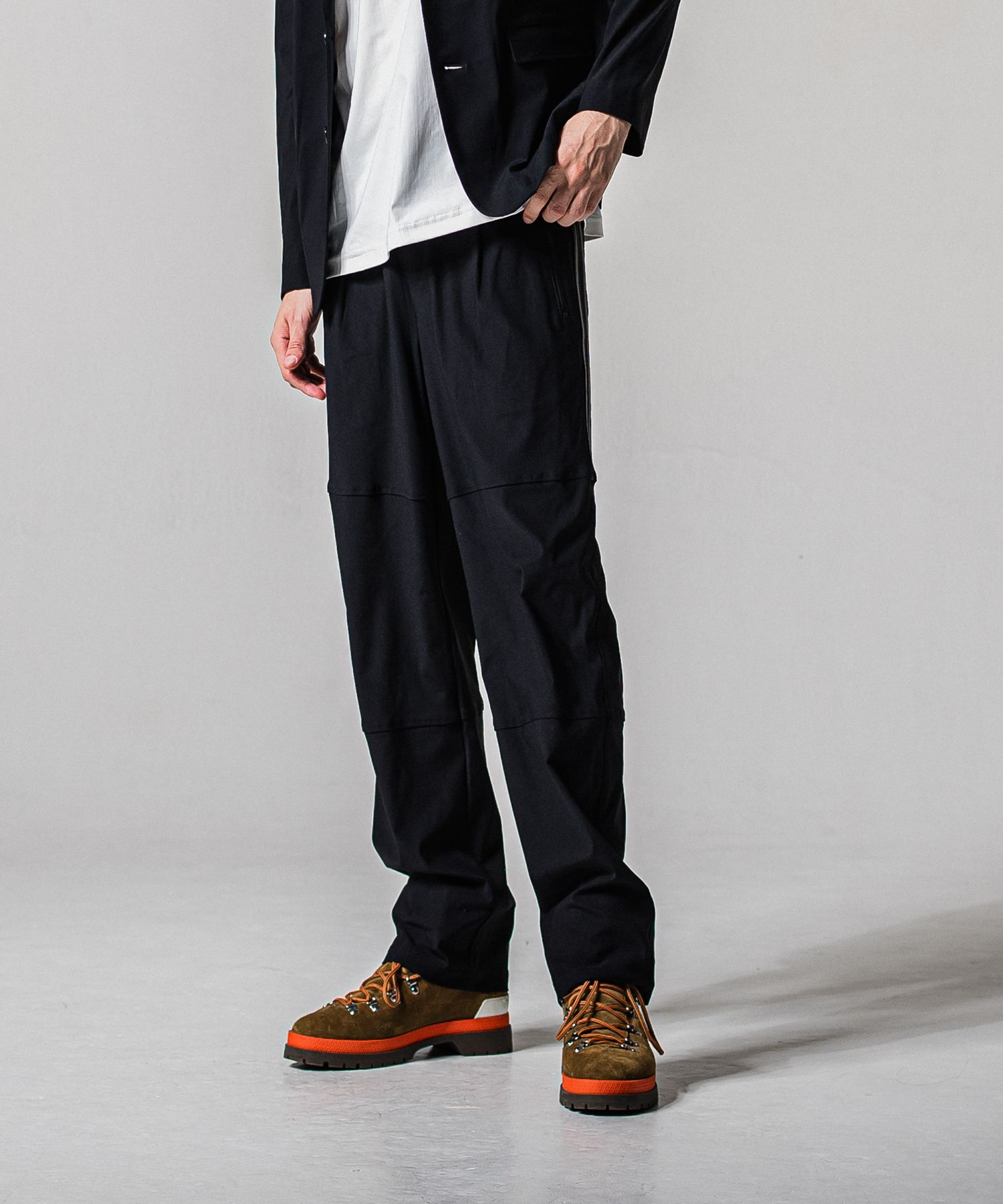 JOHNSON LINE WIDE PANTS / RC39-ST-009WT / ジョンソンラインワイドタックパンツ / ブラック×ブラック (1月下旬入荷予定)