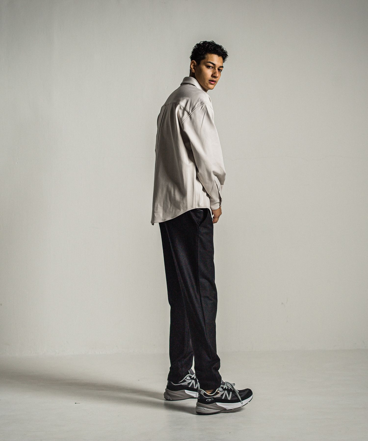 PAT WIDE EASY PANTS / RC34-ST-036 / ワイドテーパードパンツ / ブラック