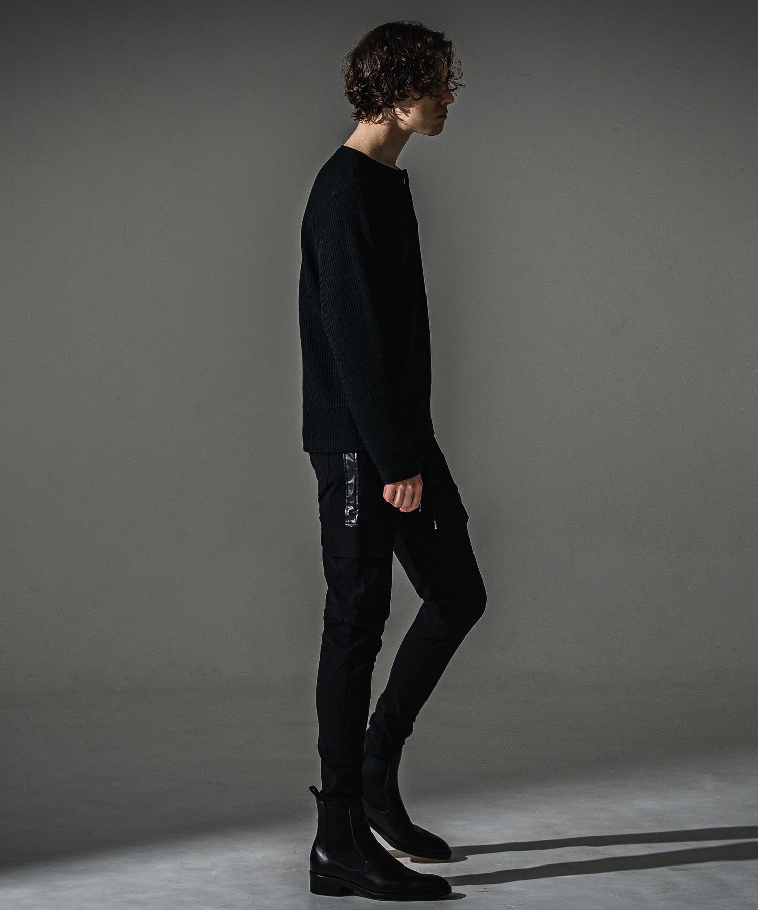 DARRELL CARGO PT / BASIC-ST-010 / レザーラインナイロンカーゴパンツ / ブラック×レザーブラック (7月下旬入荷予定)