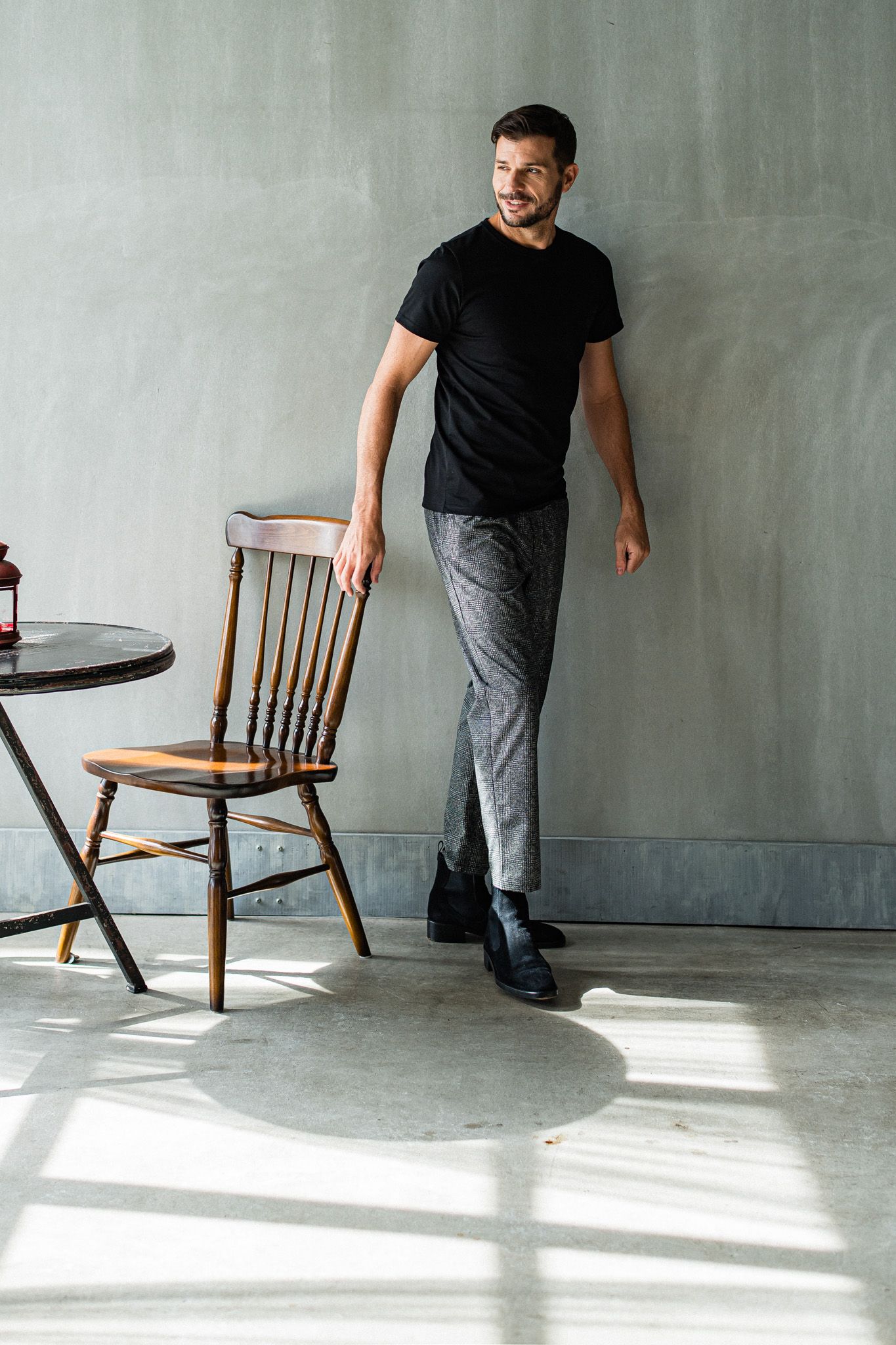 PAT WIDE EASY PANTS / RC32-ST-036 / ベルト付きテーパードワイドパンツ / グレンチェック