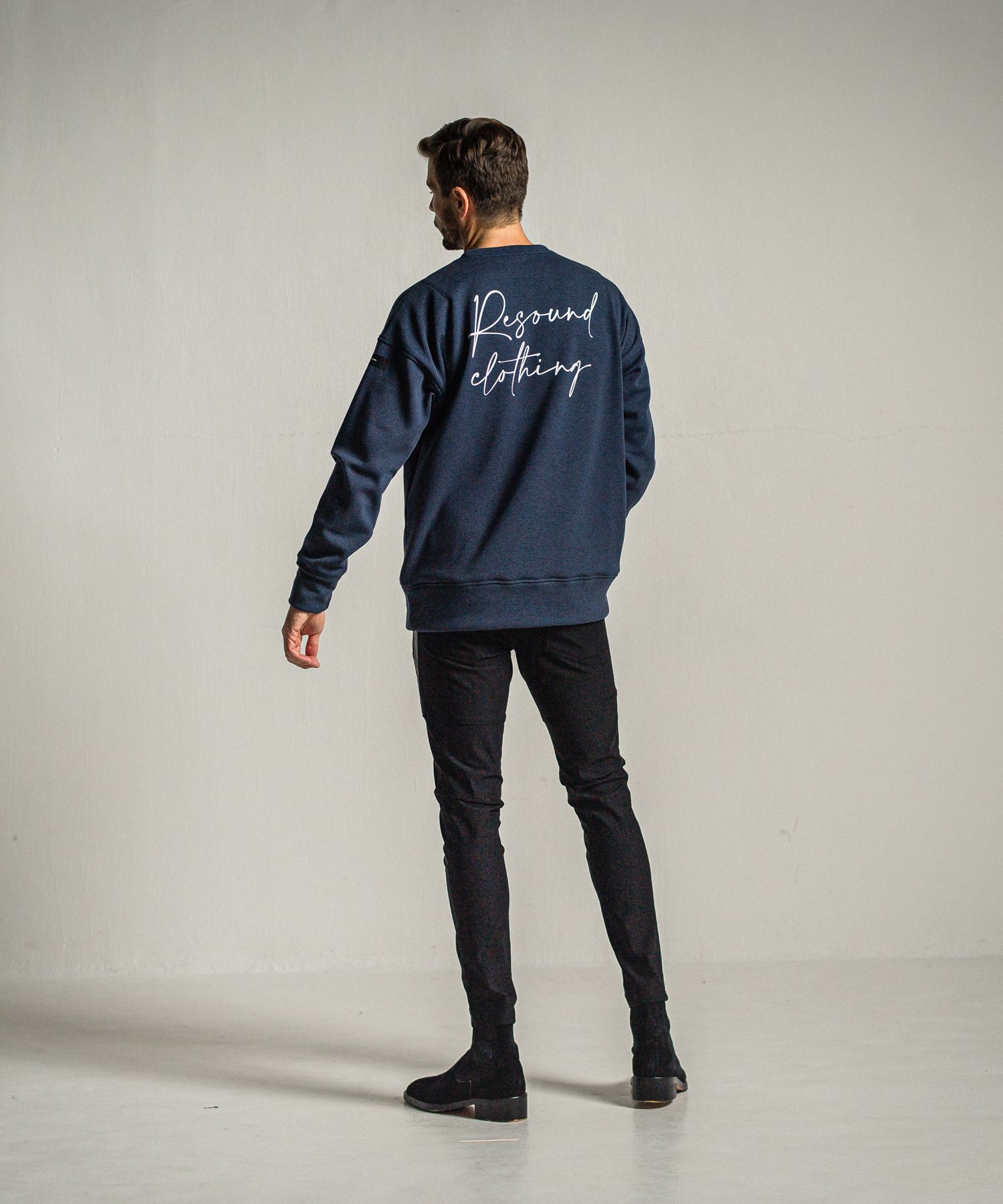 ID VELOURS FLEECE DROP TRAINER / RC34-C-004 / 裏起毛バックロゴトレーナー / ネイビー