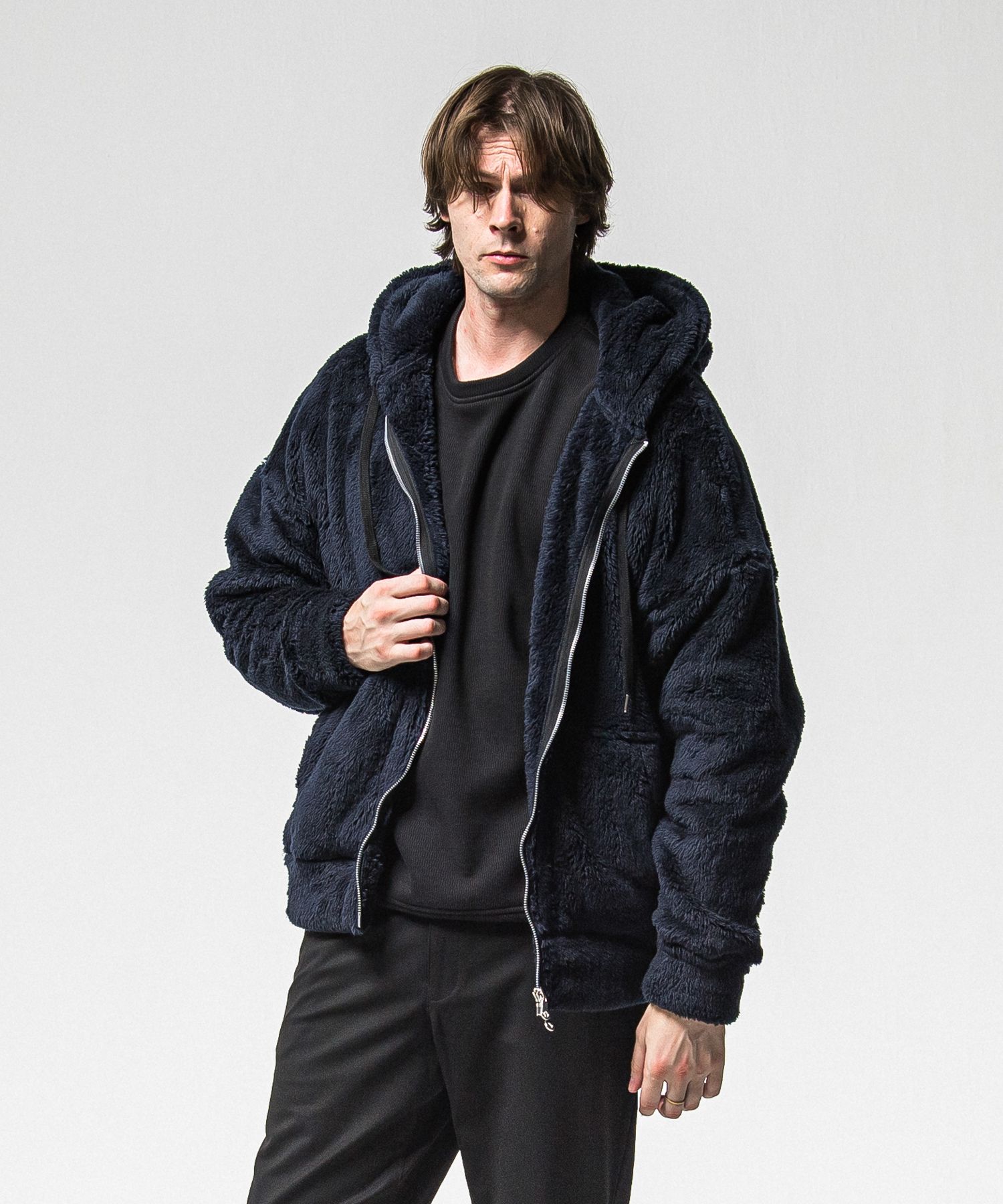 BOA ZIP LOOSE HOODIE / RC38-C-007 / ボアジップパーカー / ネイビー (11月中旬入荷予定)